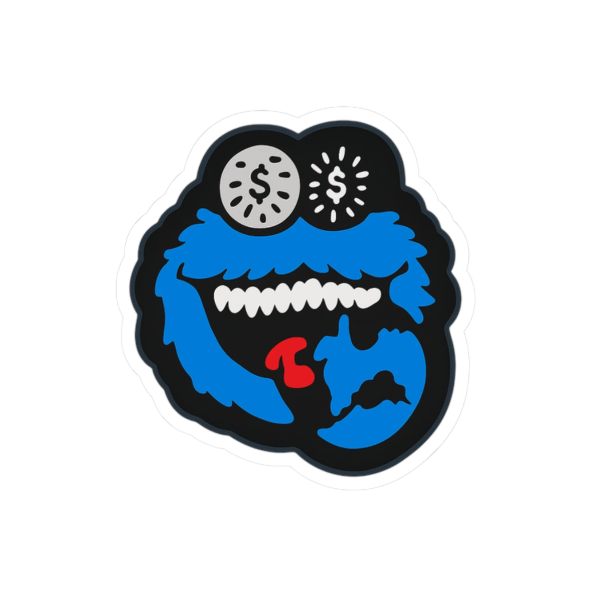 Blue Cookie Monster Face  Vinyl Sticker