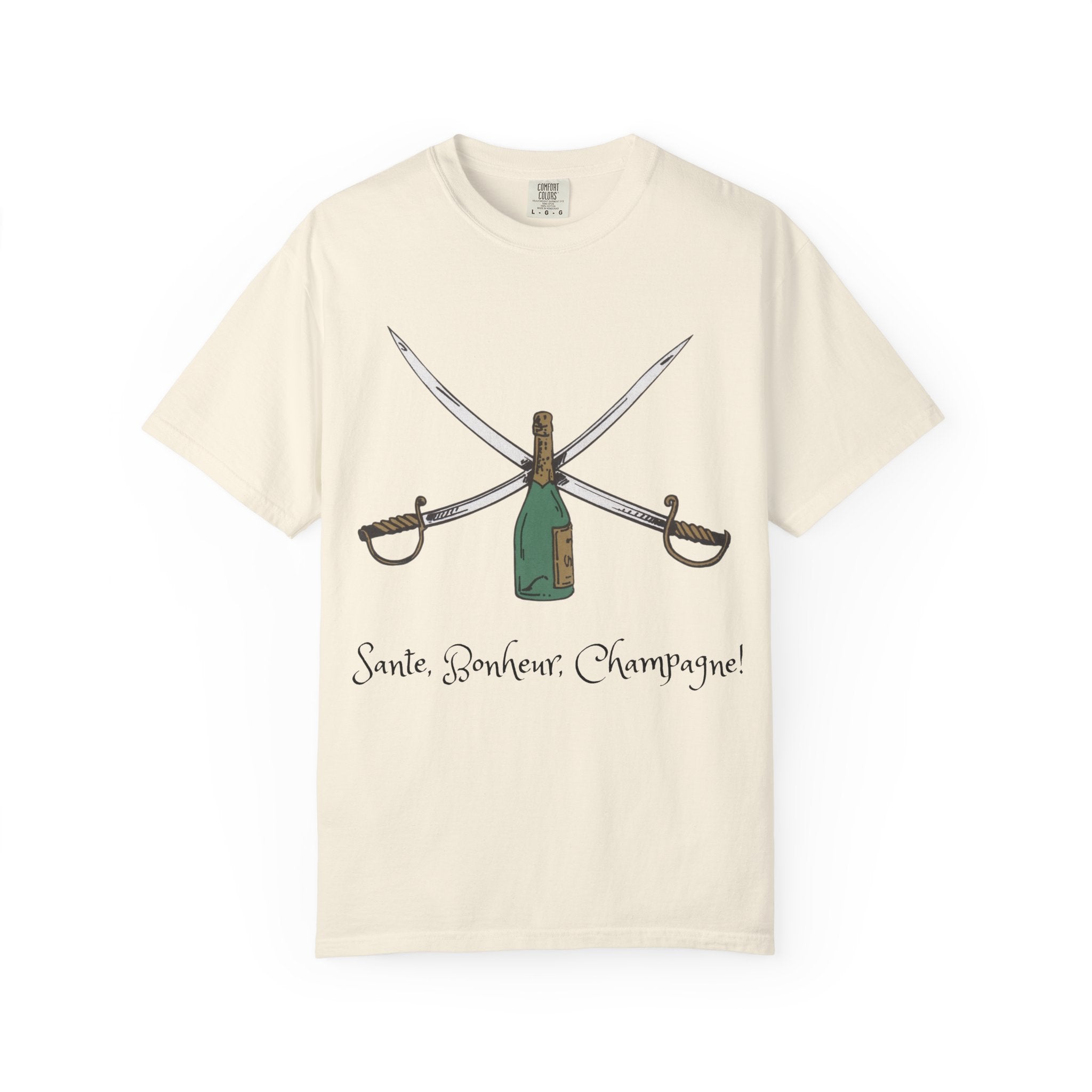 Champagne Sabering T-Shirt, Crossed Sabers & Bottle Graphic Tee