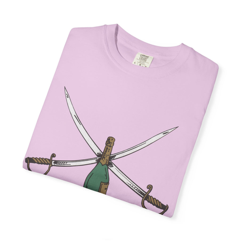 Champagne Sabering T-Shirt, Crossed Sabers & Bottle Graphic Tee