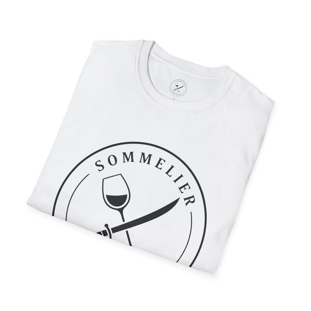 Sommelier and Sabering logo T-Shirt | Wine glass and saber emblem