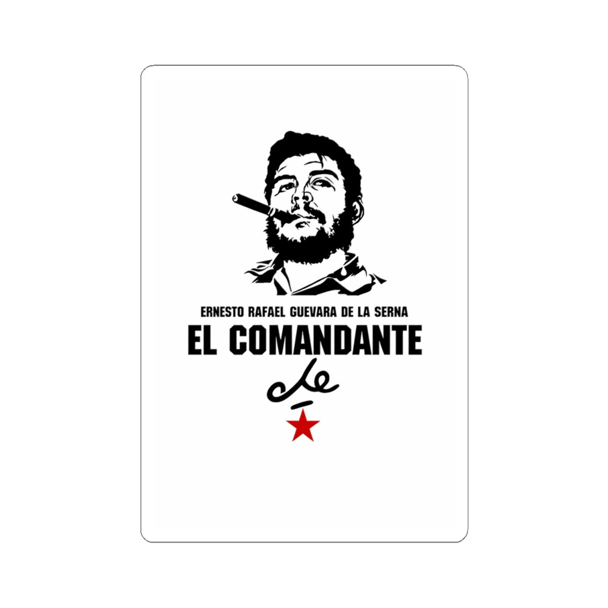 El Comandante Che Vinyl sticker | Guevara portrait, cigar, red star