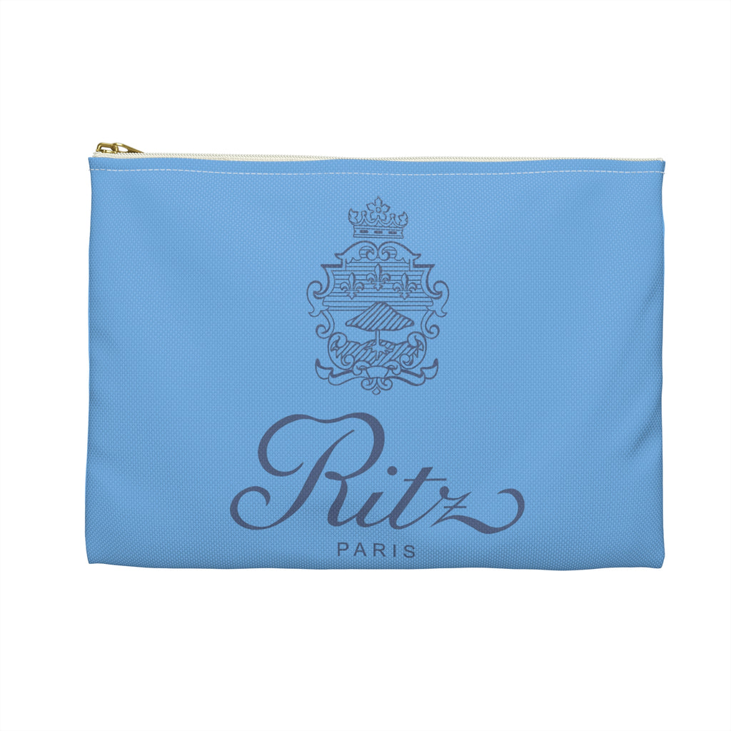Vintage Ritz Paris Accessory Pouch | Light Blue Cosmetic Zip Bag