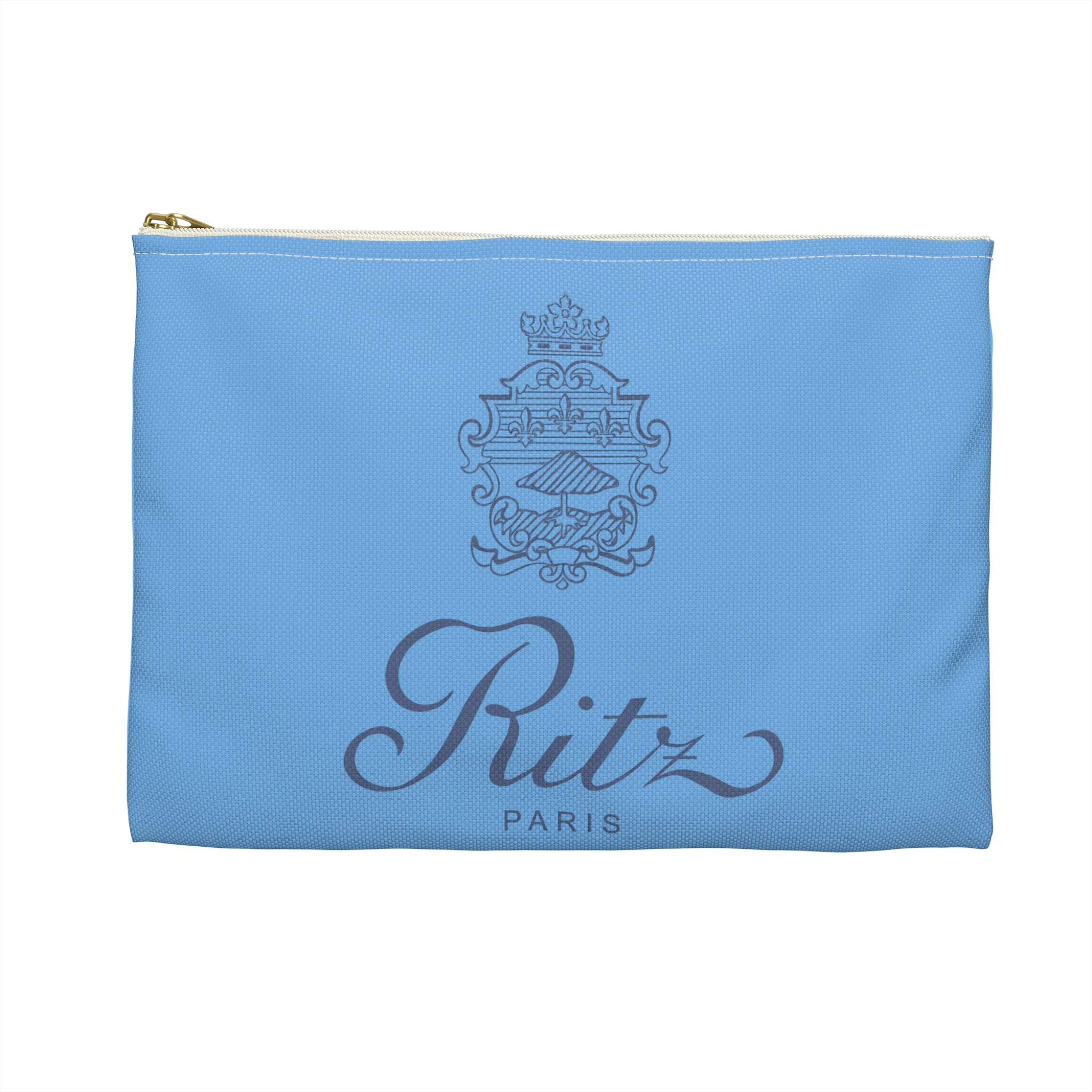 Vintage Ritz Paris Accessory Pouch | Light Blue Cosmetic Zip Bag