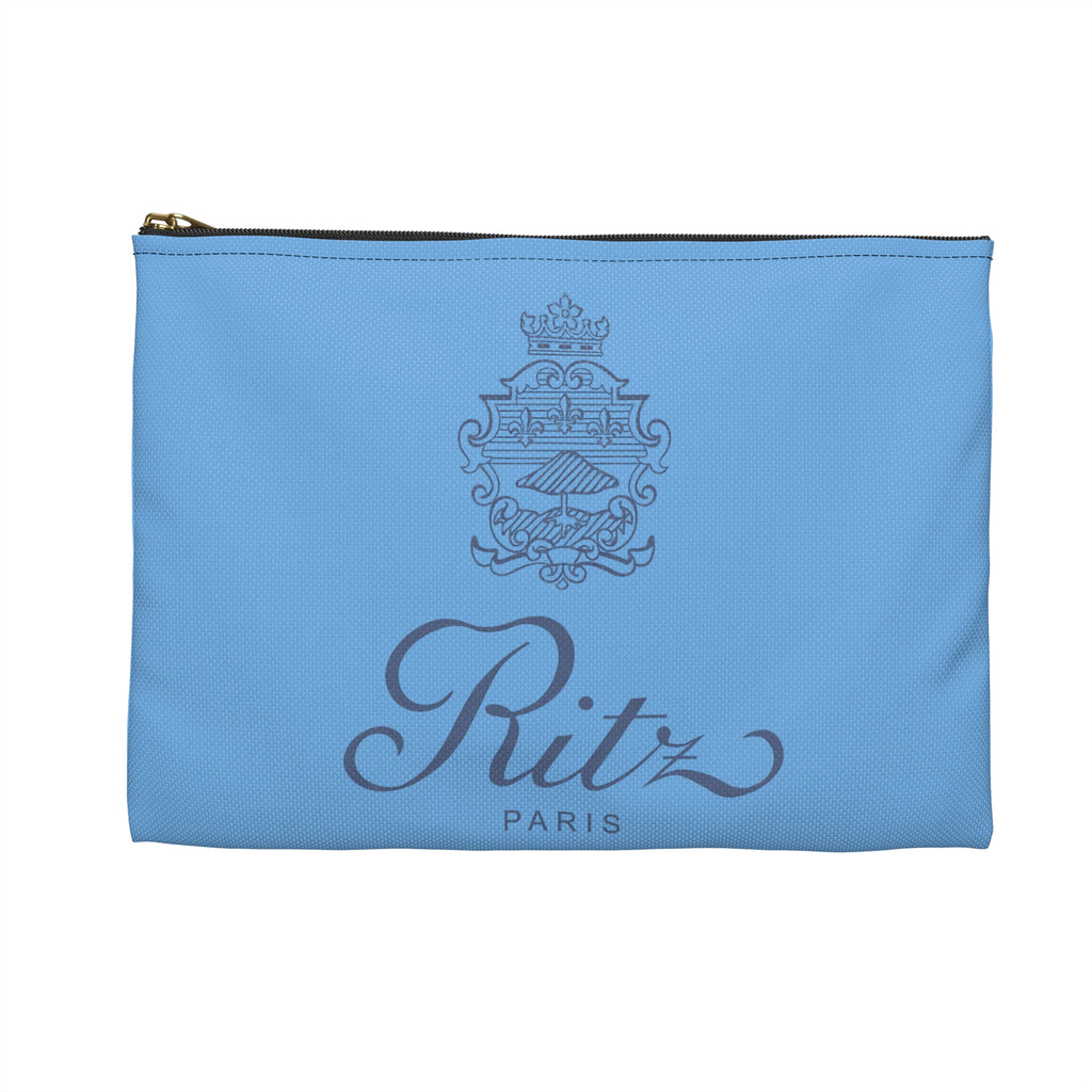 Vintage Ritz Paris Accessory Pouch | Light Blue Cosmetic Zip Bag