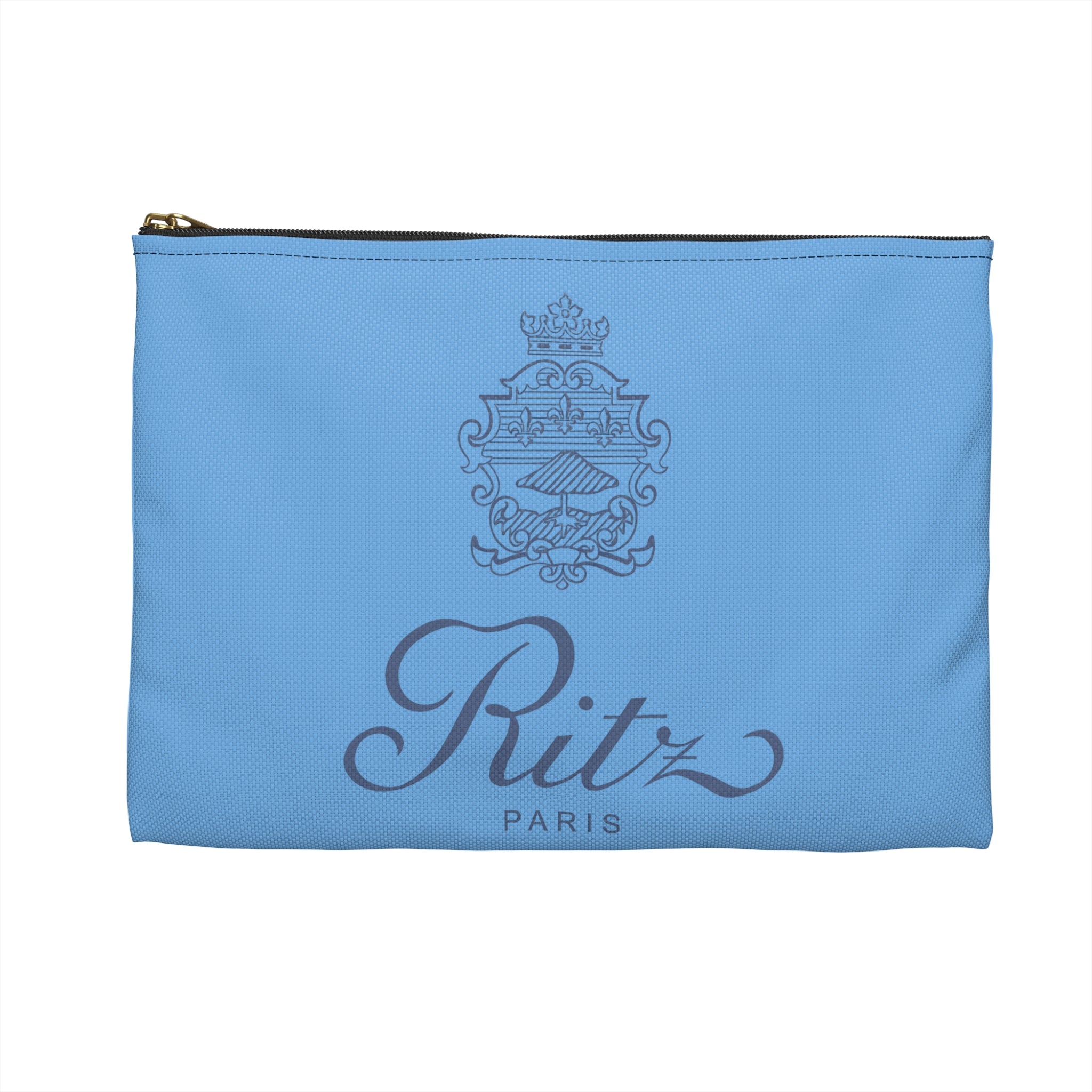 Vintage Ritz Paris Accessory Pouch | Light Blue Cosmetic Zip Bag