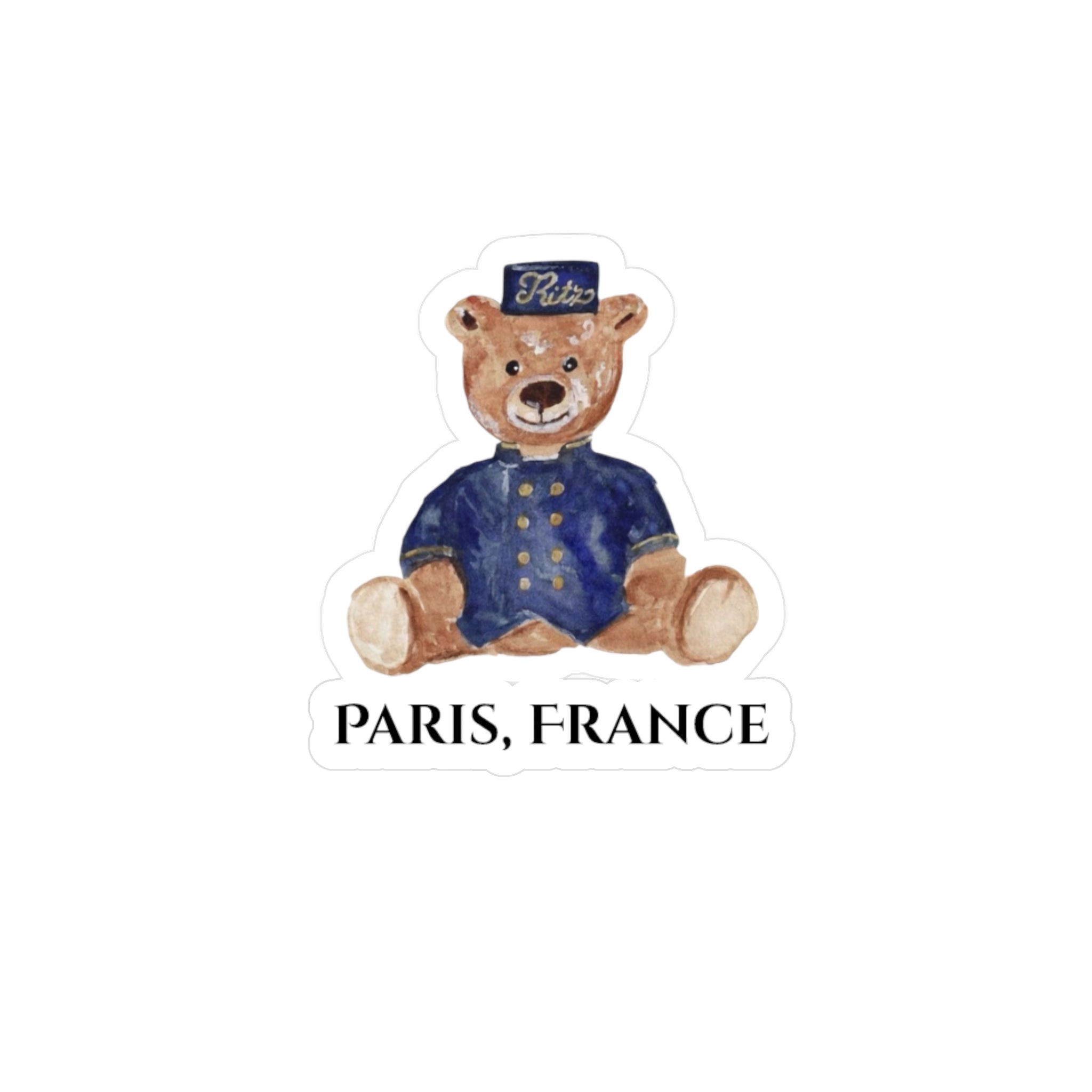 Vinyl Sticker Vintage Ritz Paris Teddy Bear