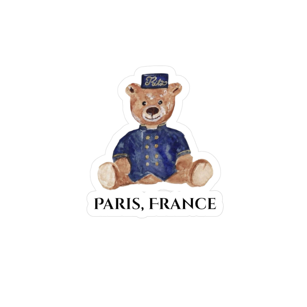 Vinyl Sticker Vintage Ritz Paris Teddy Bear