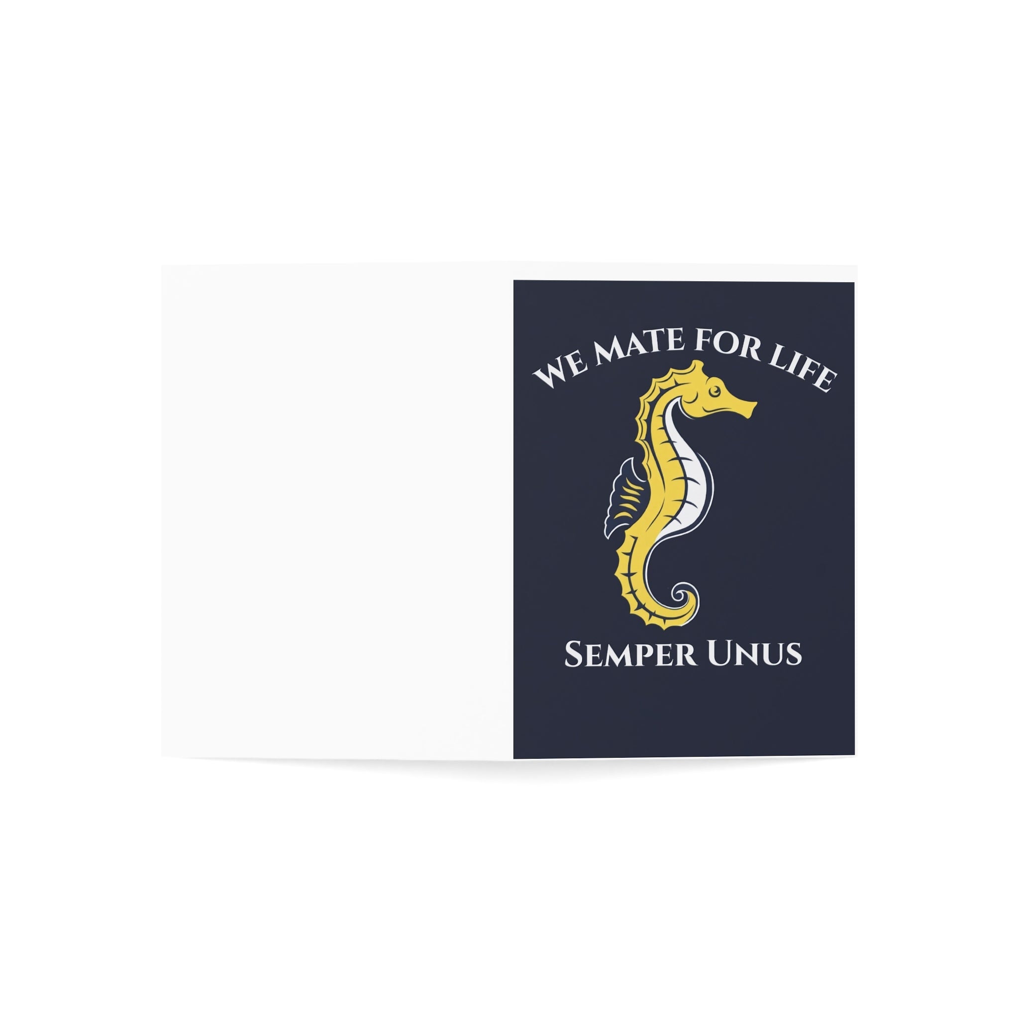 Seahorse 'We Mate For Life Semper Unus' Greeting Card