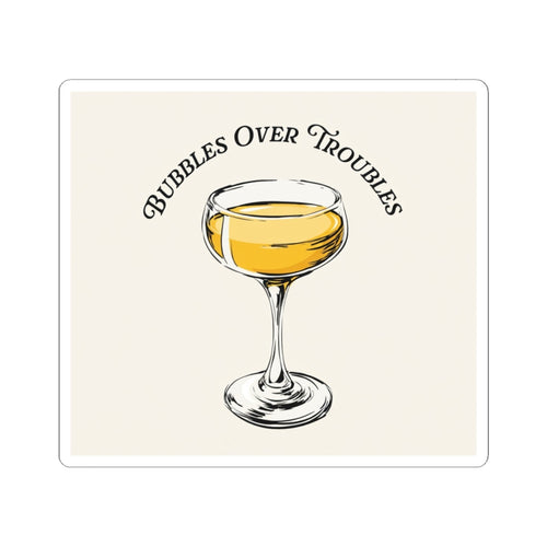 Champagne Coupe Illustration Vinyl Sticker | Bubbles Over Troubles