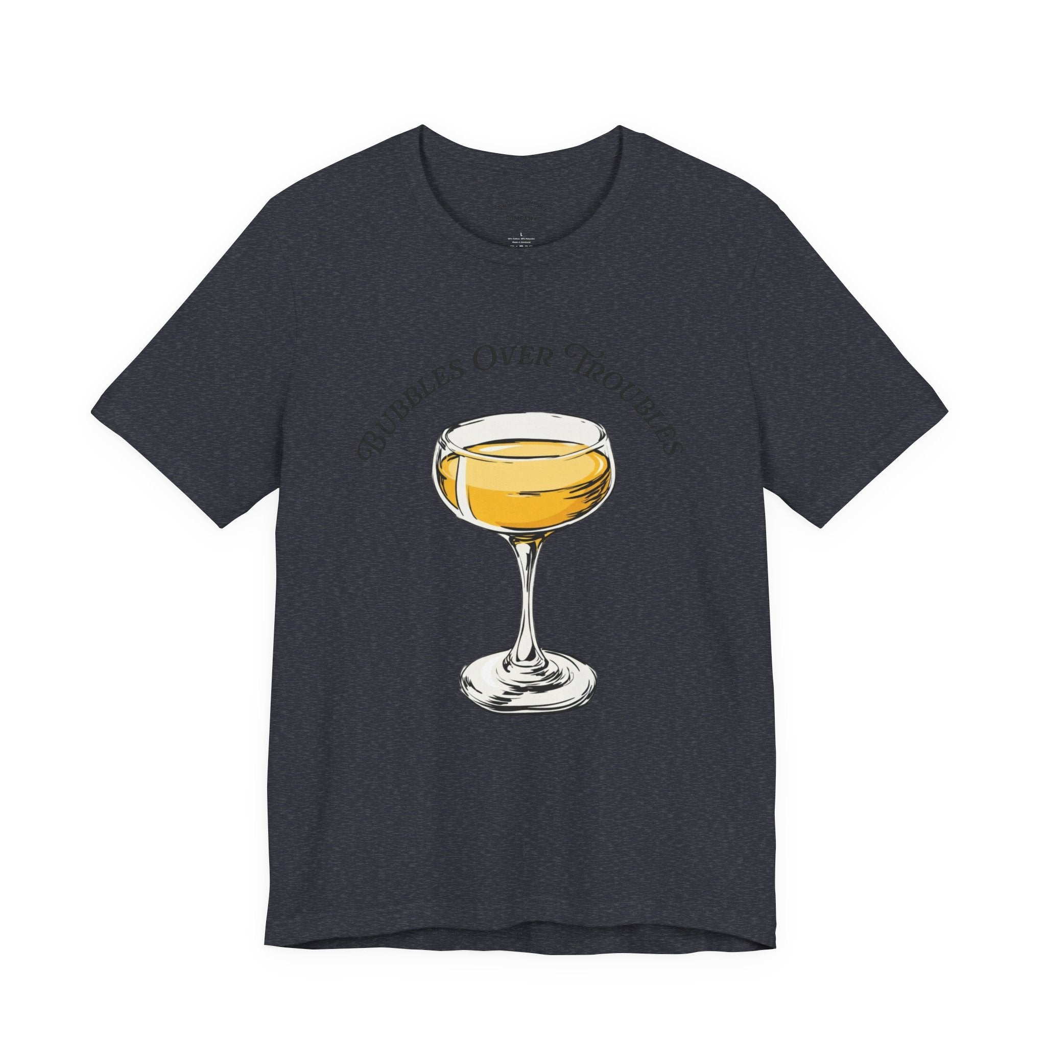 Bubbles Over Troubles Champagne Glass Tee | Cocktail Shirt