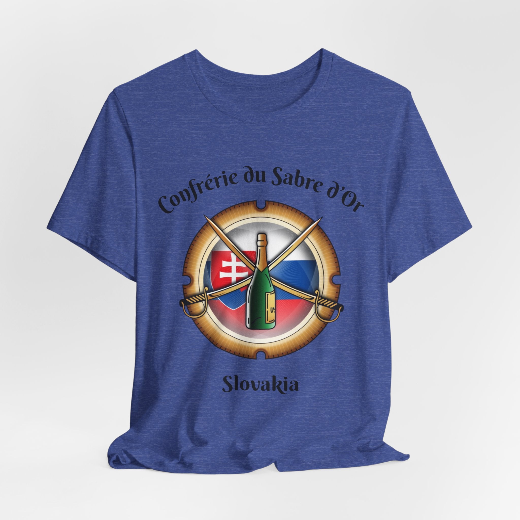 Slovakia Heritage, Sabering Society Slovak Crest T-Shirt, Champagne and Sabrage Heritage Design