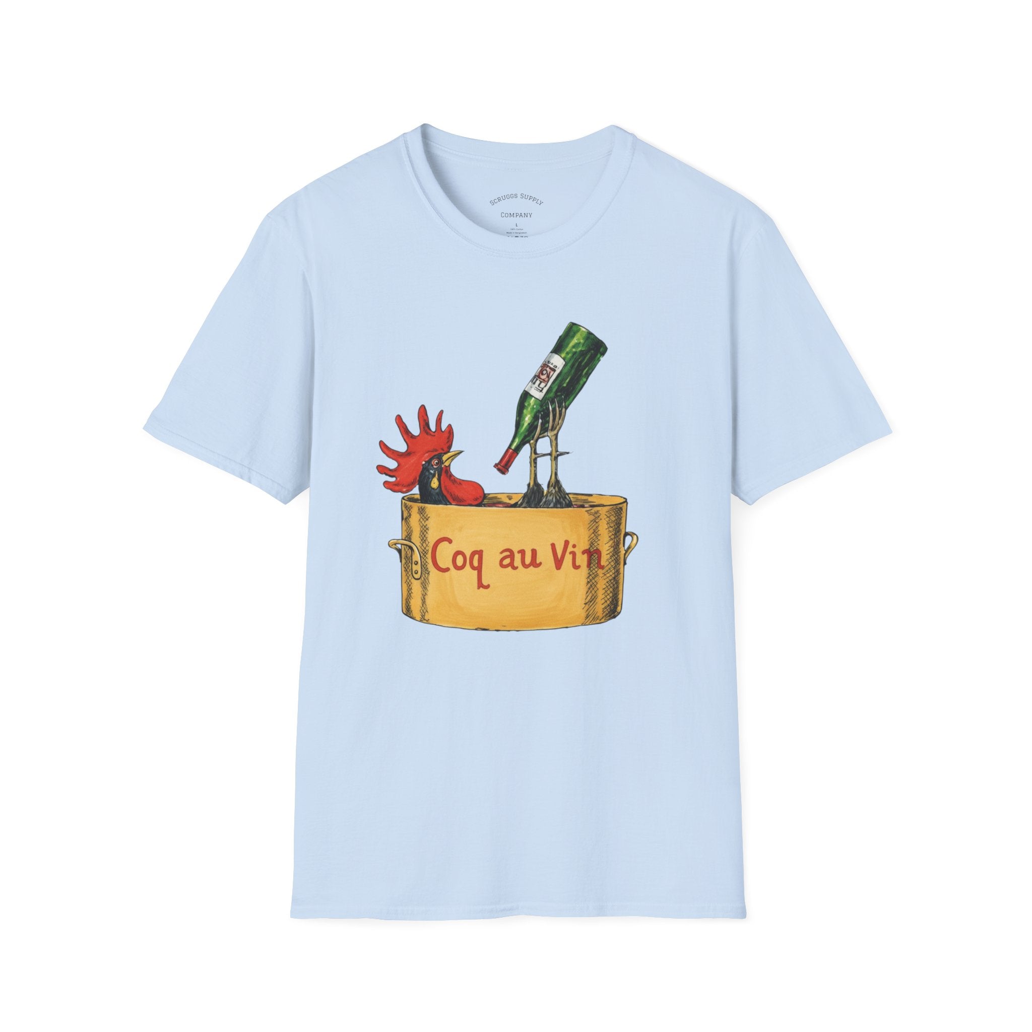 Wine Coq au Vin T-Shirt | Rooster, Wine Bottle, French cooking design