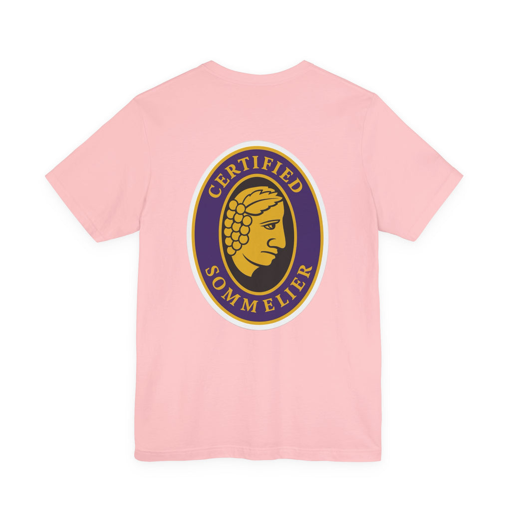 Certified Sommelier T-shirt, featuring the official emblem in striking purple, gold, and black