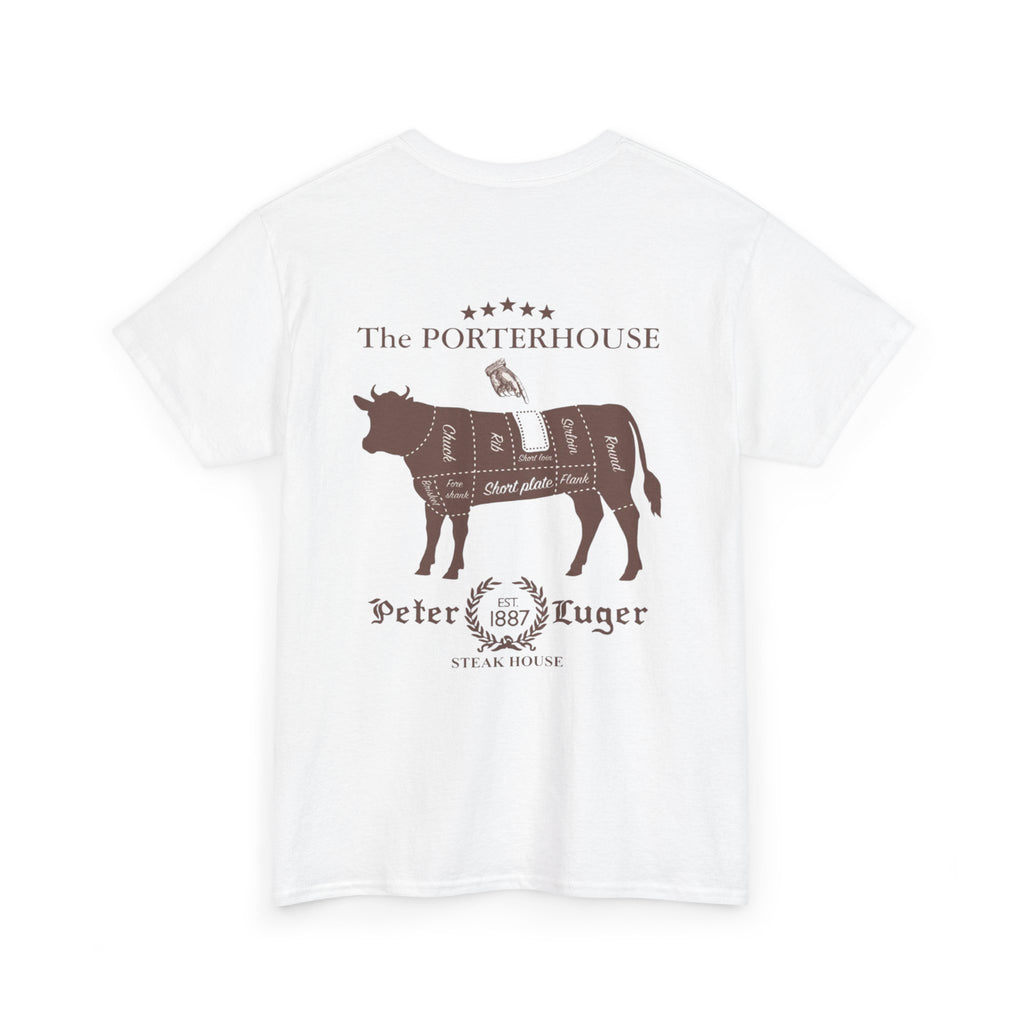 Peter Luger Vintage Butcher Cut Diagram T-Shirt | Porterhouse Steak Cow Diagram