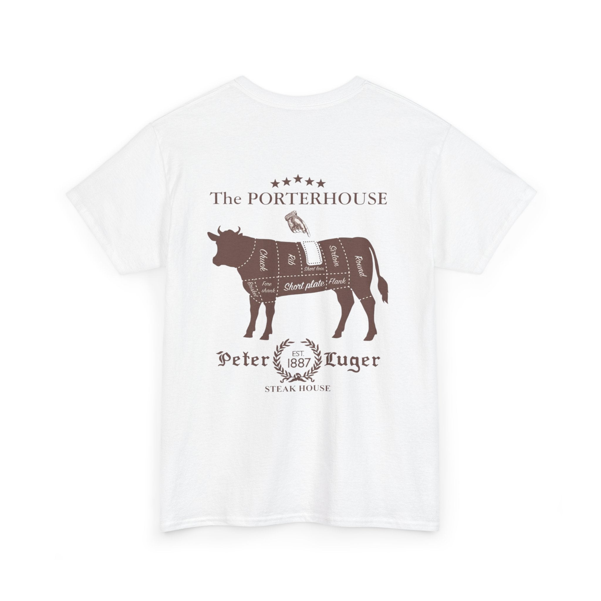 Peter Luger Vintage Butcher Cut Diagram T-Shirt | Porterhouse Steak Cow Diagram