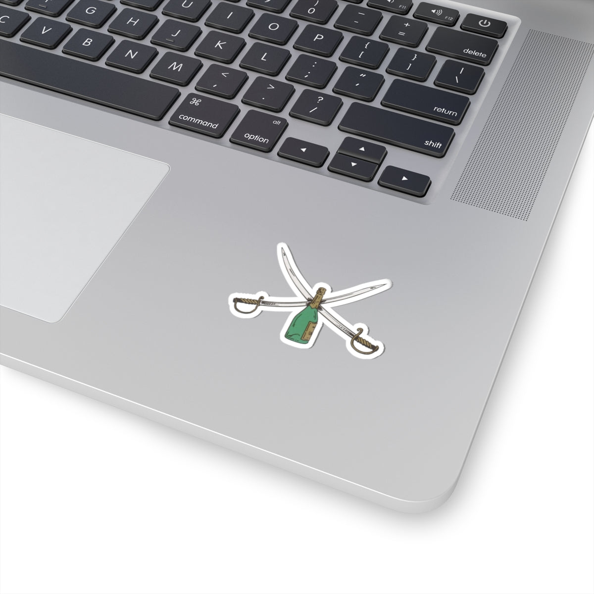 Champagne Bottle with Crossed Saber Vinyl Sticker