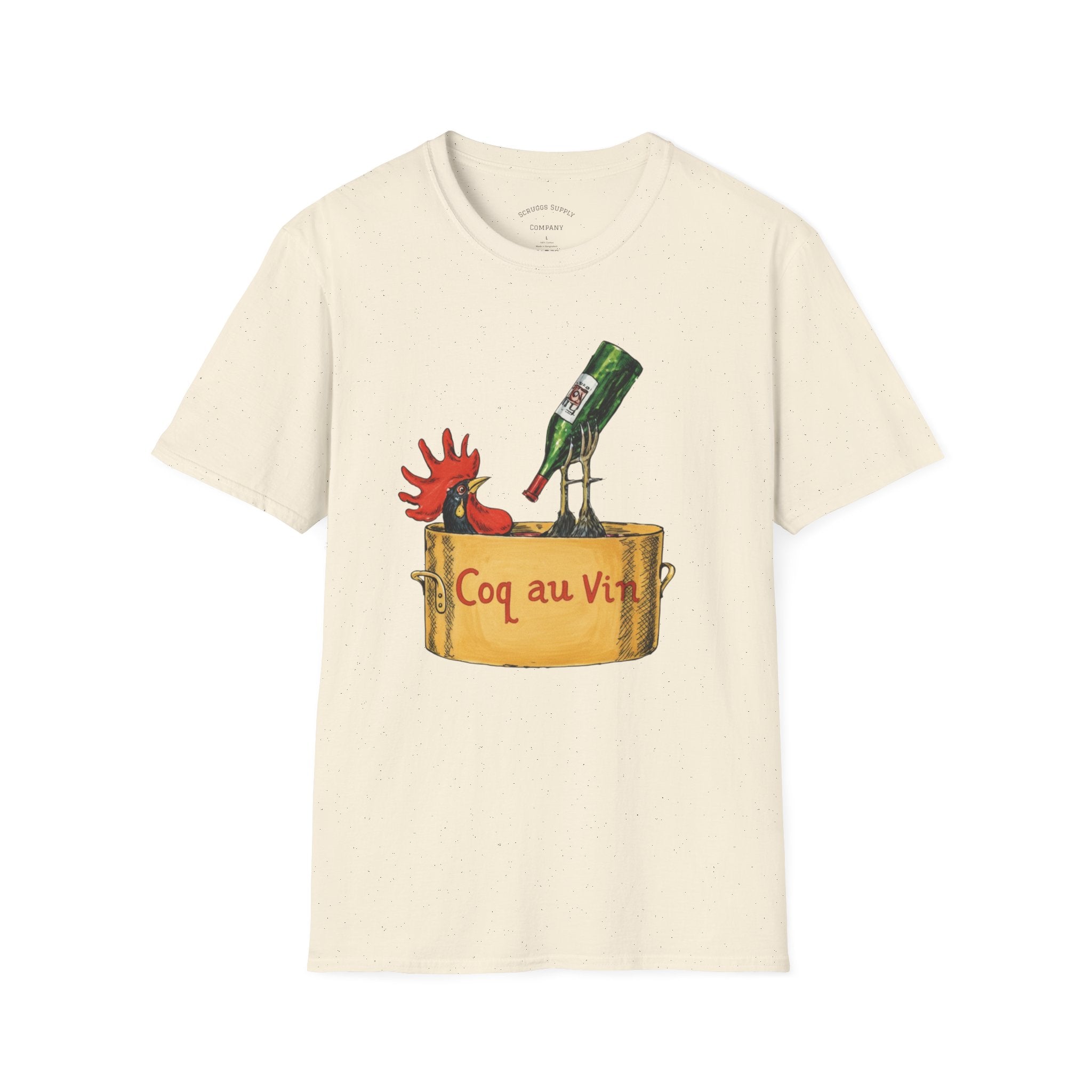 Wine Coq au Vin T-Shirt | Rooster, Wine Bottle, French cooking design