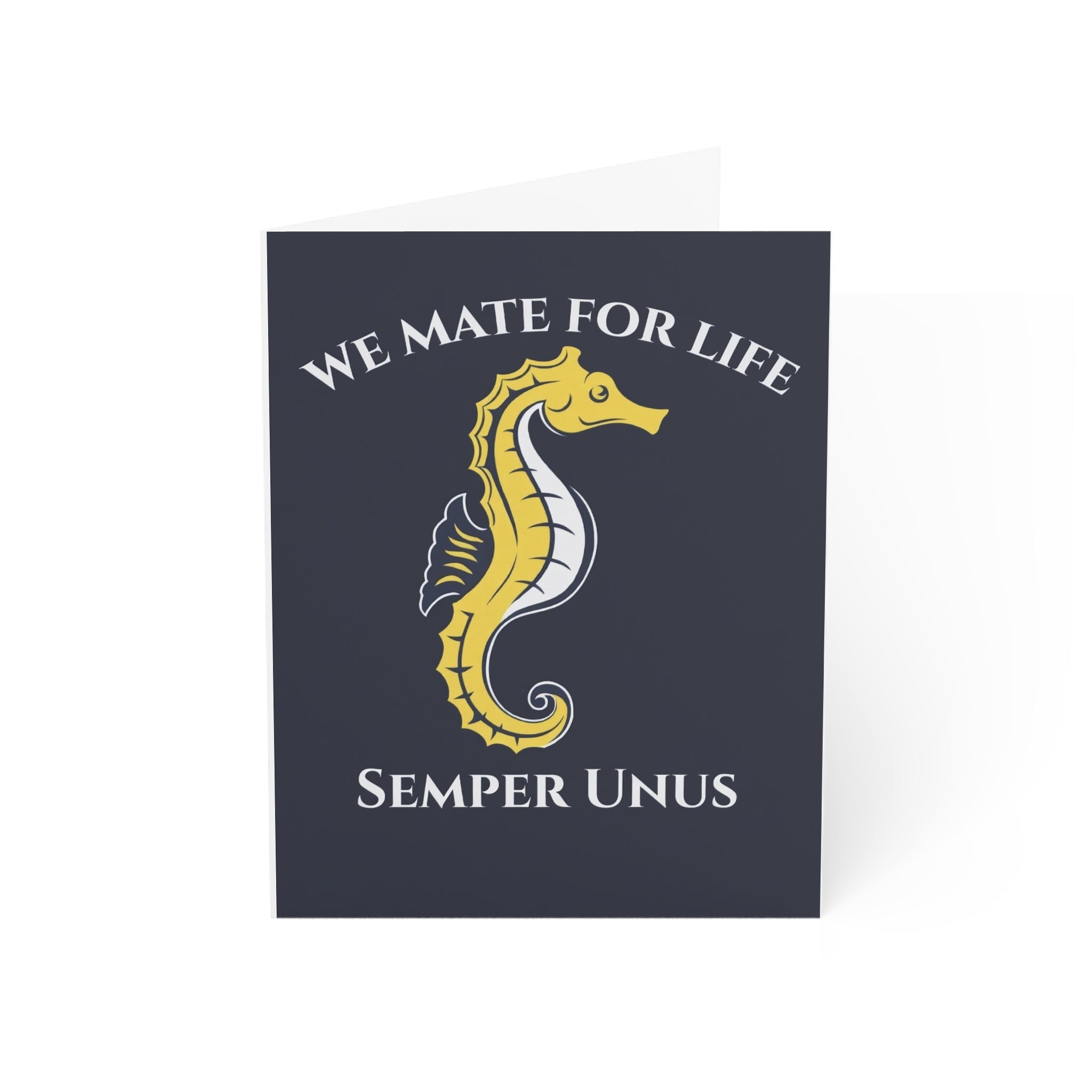Seahorse 'We Mate For Life Semper Unus' Greeting Card