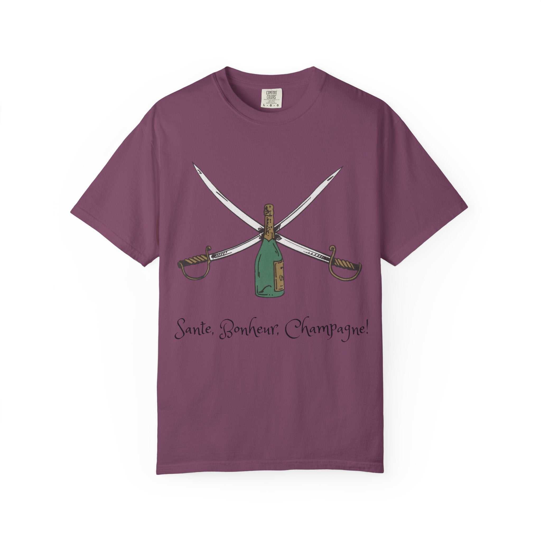 Champagne Sabering T-Shirt, Crossed Sabers & Bottle Graphic Tee