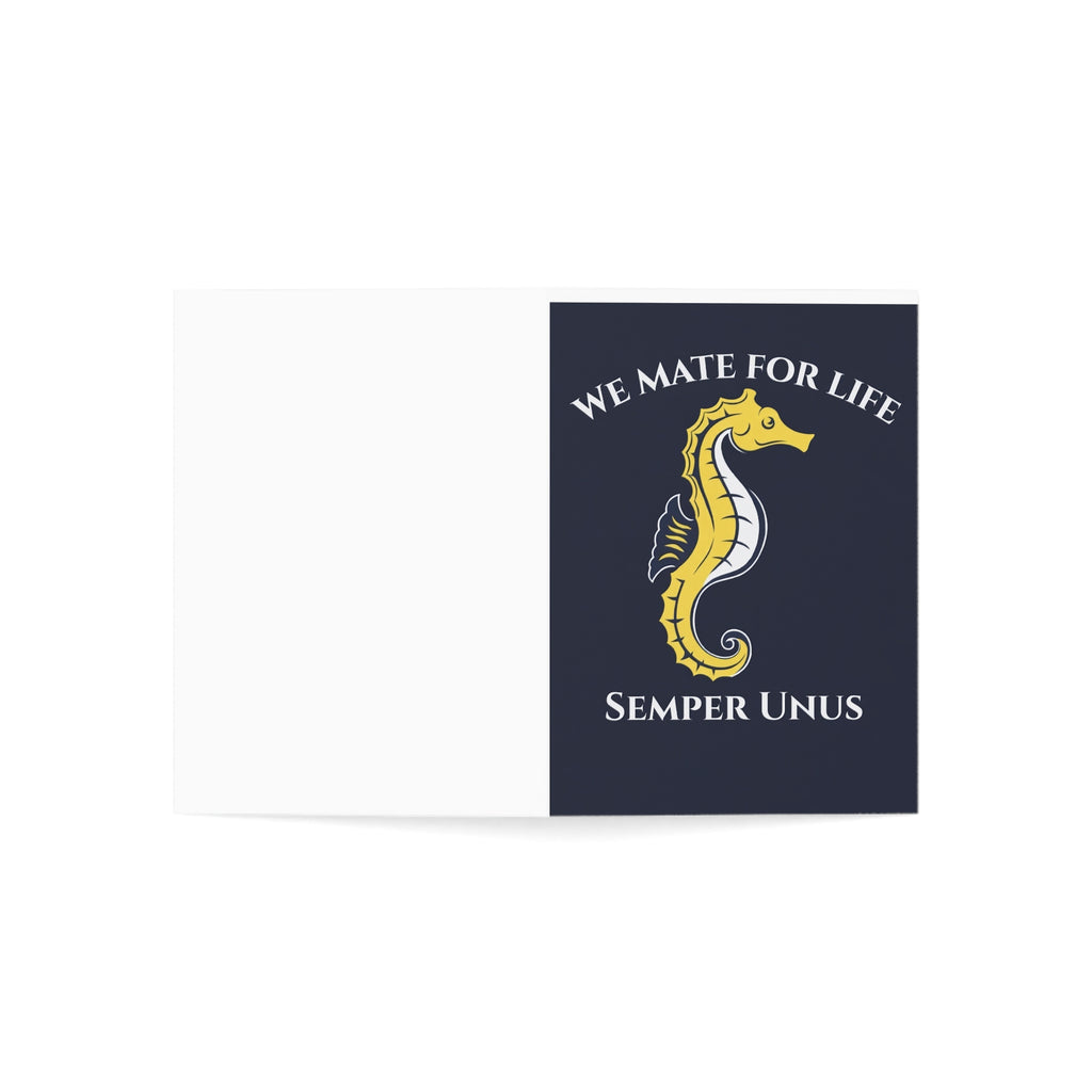 Seahorse 'We Mate For Life Semper Unus' Greeting Card
