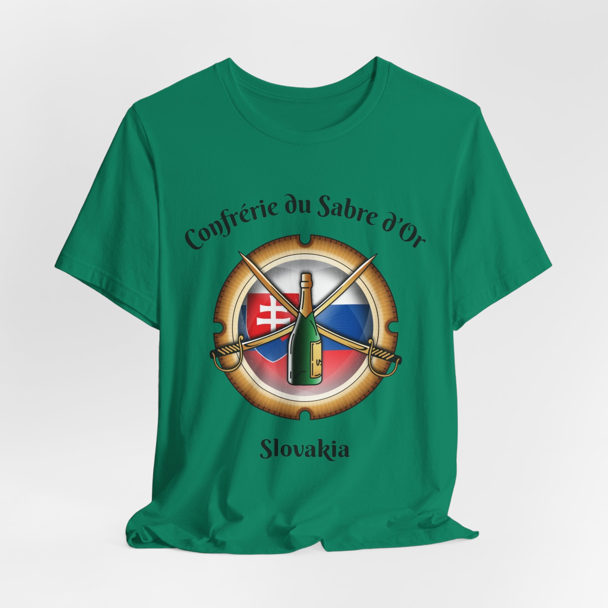 Slovakia Heritage, Sabering Society Slovak Crest T-Shirt, Champagne and Sabrage Heritage Design