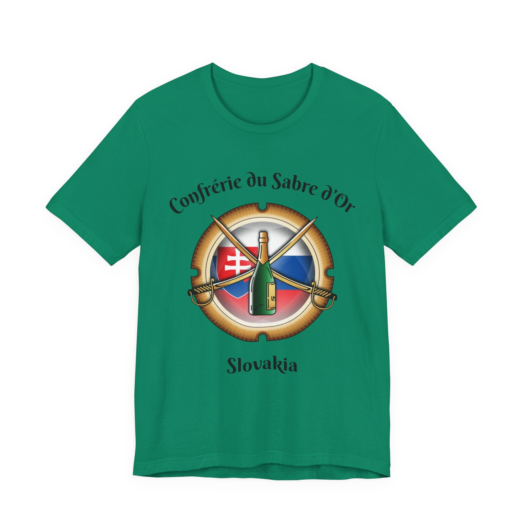 Slovakia Heritage, Sabering Society Slovak Crest T-Shirt, Champagne and Sabrage Heritage Design