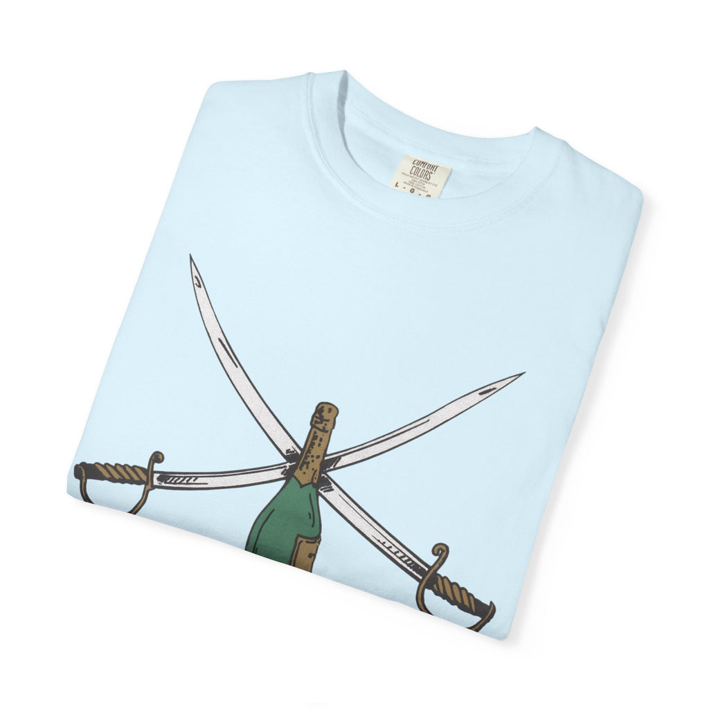 Champagne Sabering T-Shirt, Crossed Sabers & Bottle Graphic Tee
