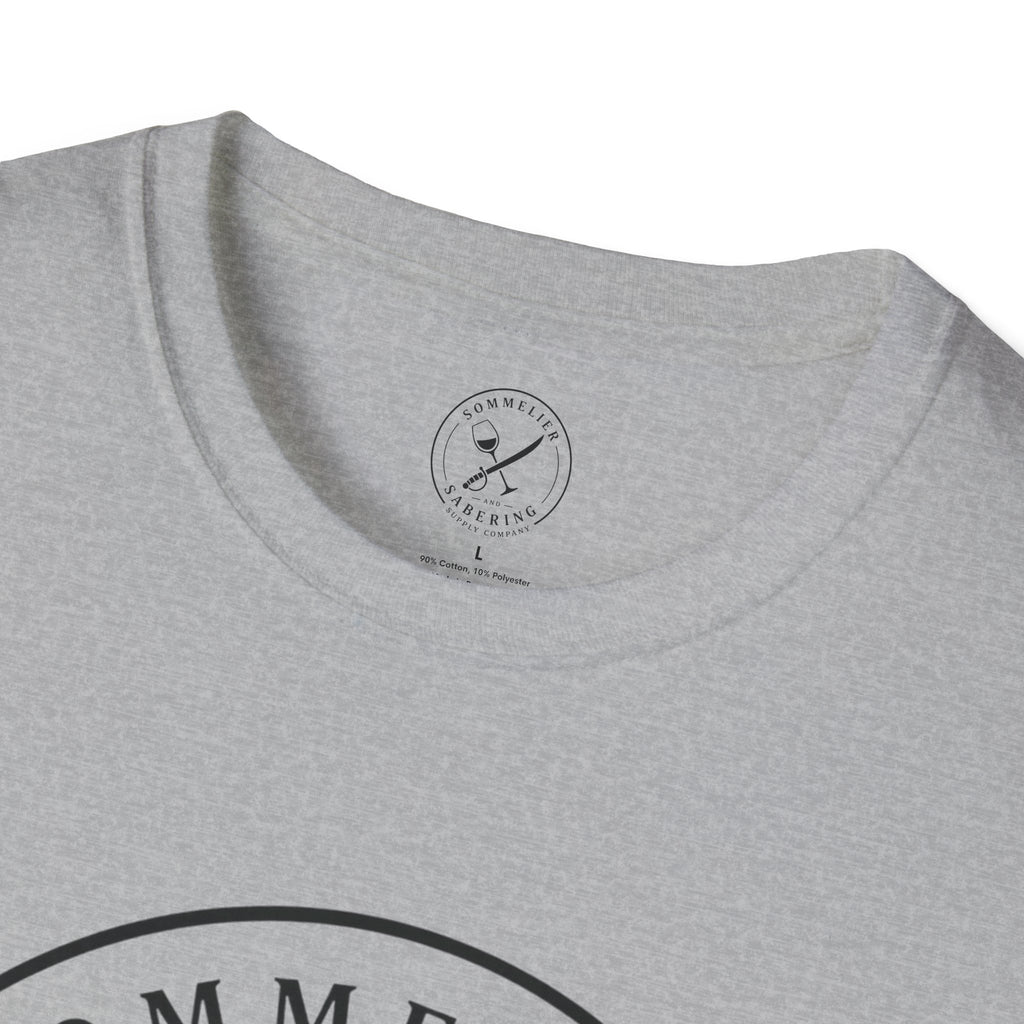 Sommelier and Sabering logo T-Shirt | Wine glass and saber emblem