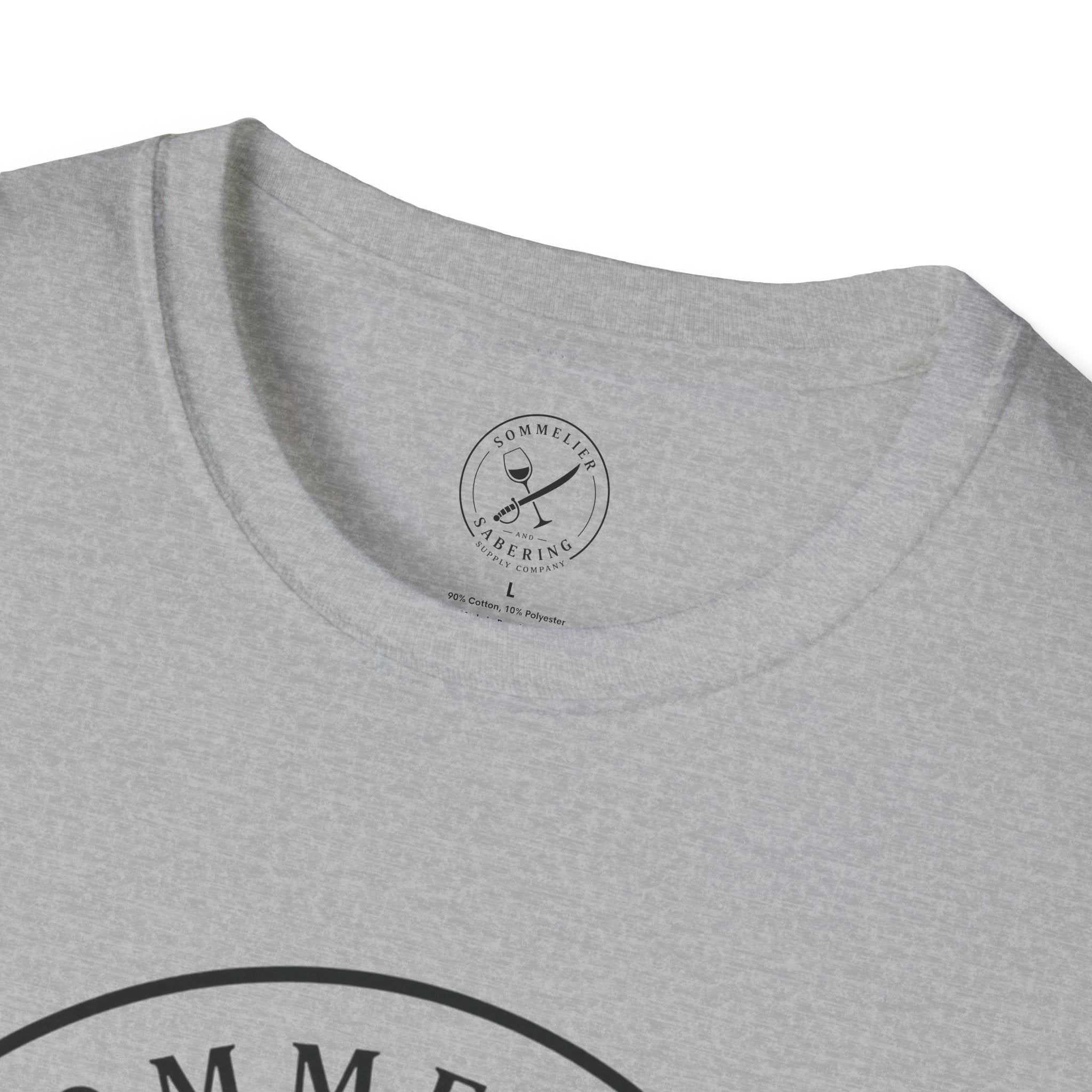 Sommelier and Sabering logo T-Shirt | Wine glass and saber emblem