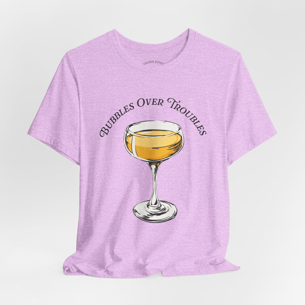 Bubbles Over Troubles Champagne Glass Tee | Cocktail Shirt