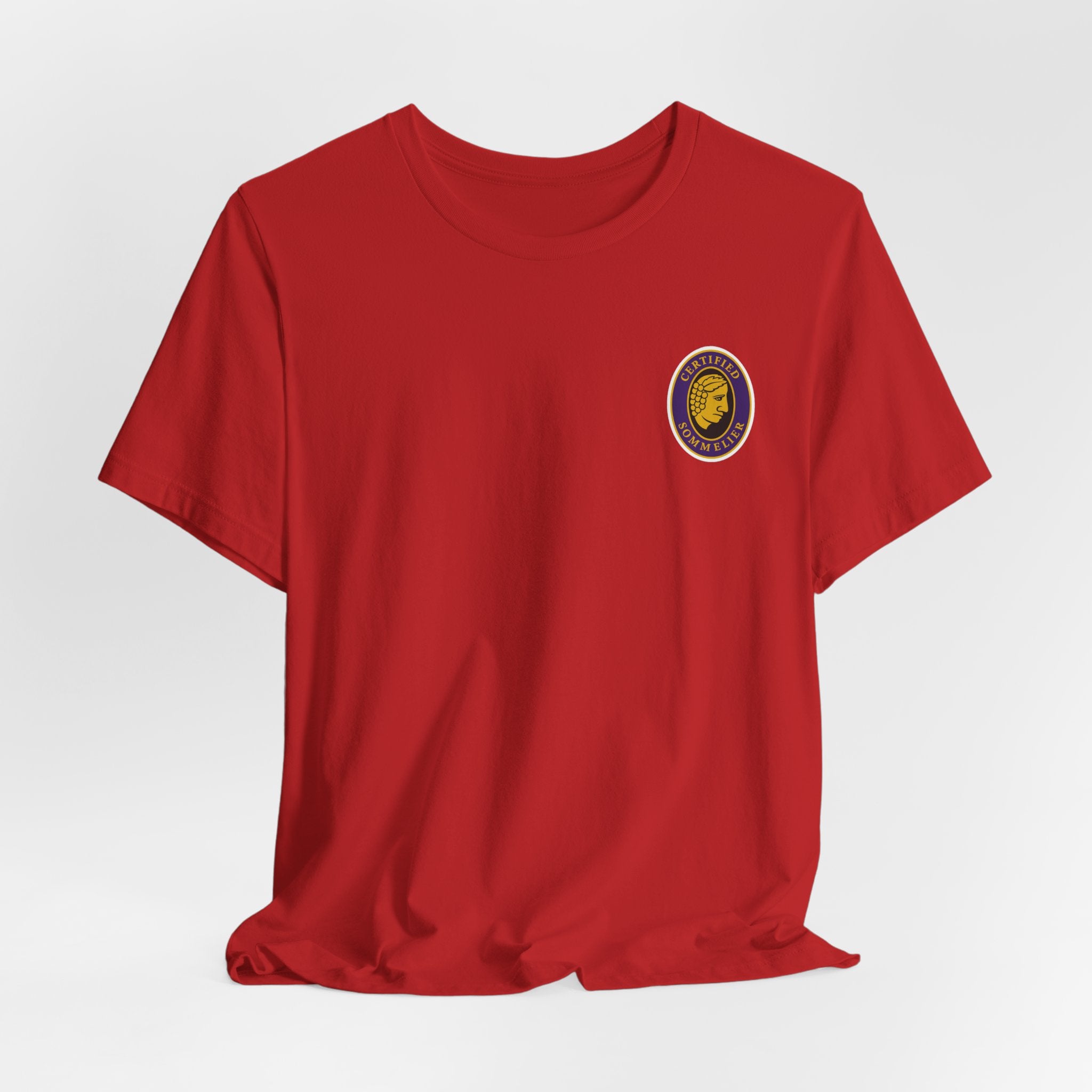 Certified Sommelier T-shirt, featuring the official emblem in striking purple, gold, and black