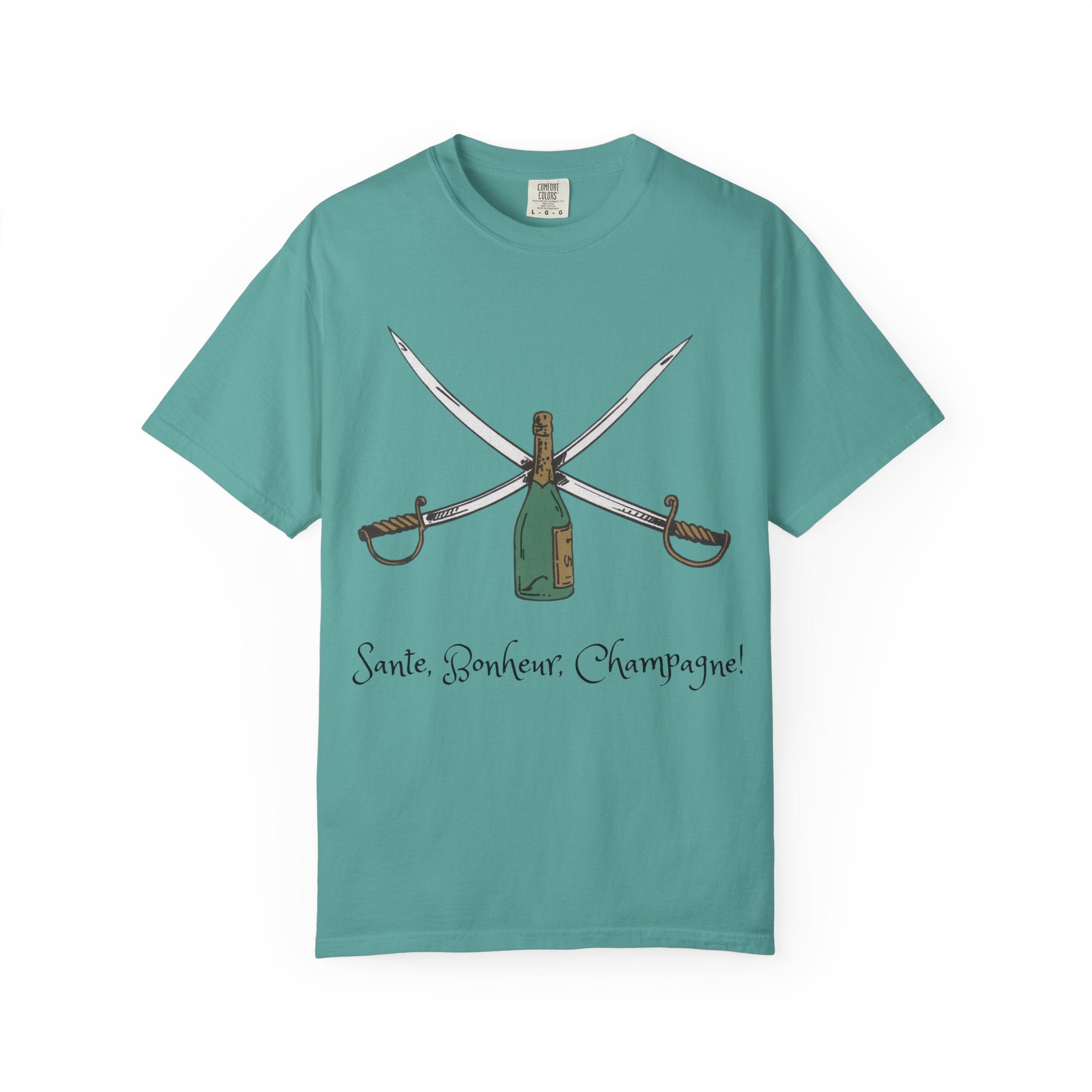 Champagne Sabering T-Shirt, Crossed Sabers & Bottle Graphic Tee