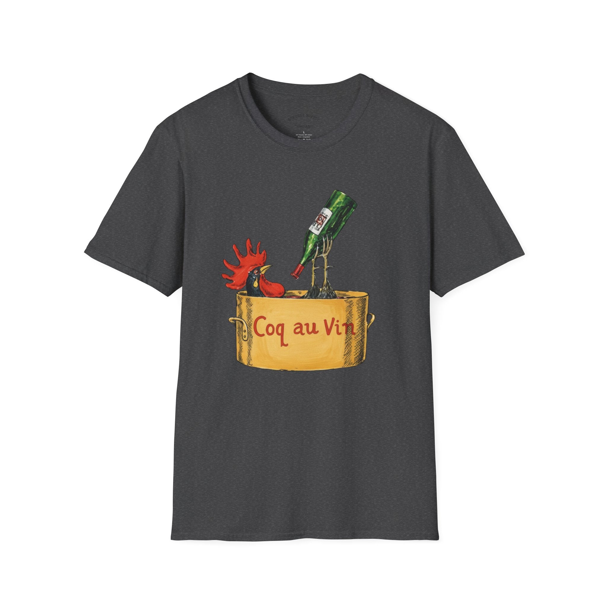 Wine Coq au Vin T-Shirt | Rooster, Wine Bottle, French cooking design