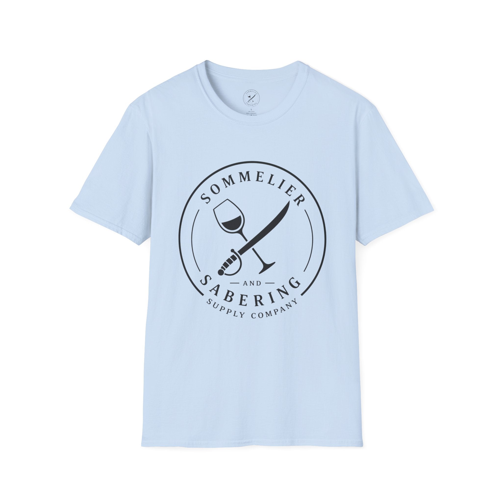 Sommelier and Sabering logo T-Shirt | Wine glass and saber emblem