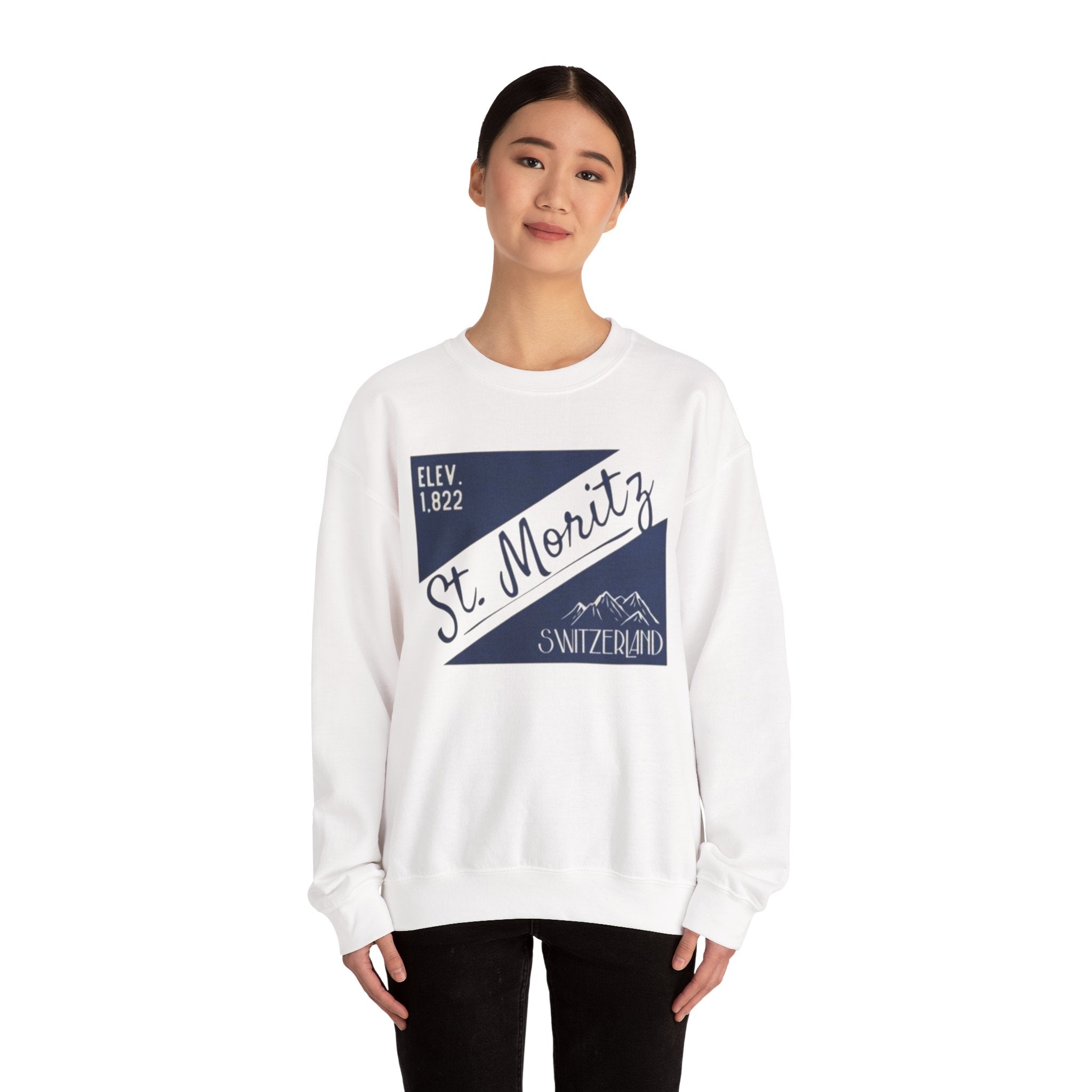 St. Moritz Ski Resort Vintage Sweatshirt | Switzerland Mountain Elev. 1,822