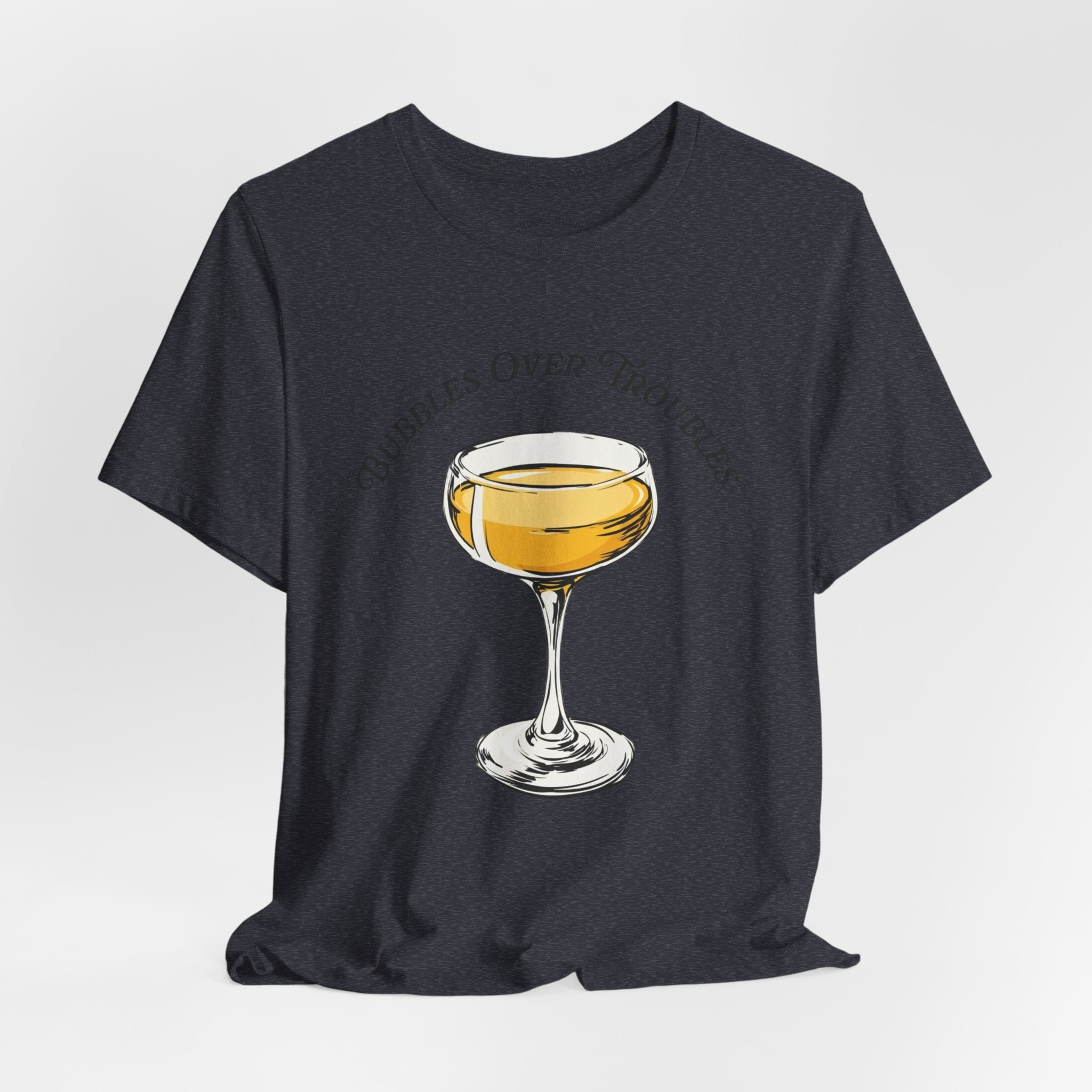 Bubbles Over Troubles Champagne Glass Tee | Cocktail Shirt