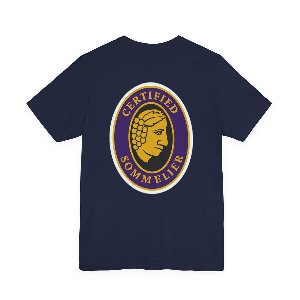 Certified Sommelier T-shirt, featuring the official emblem in striking purple, gold, and black