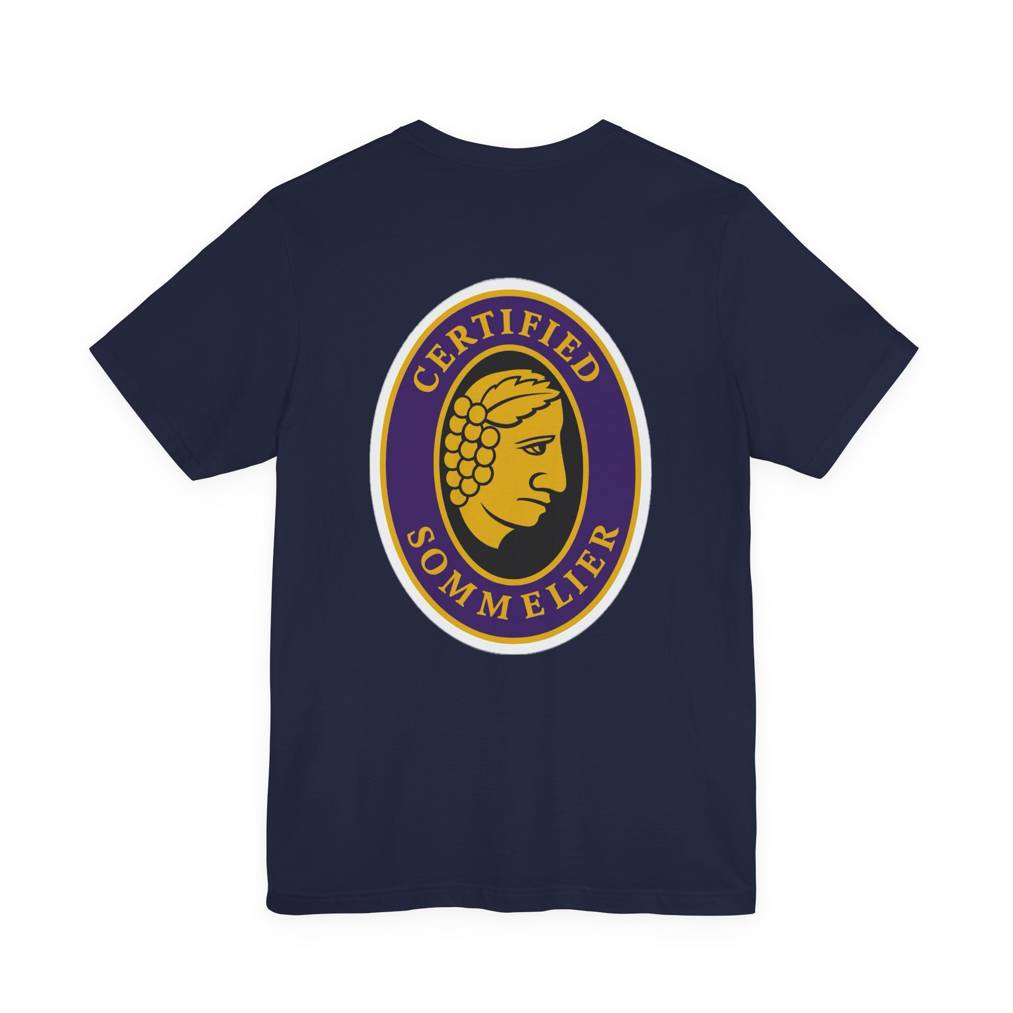 Certified Sommelier T-shirt, featuring the official emblem in striking purple, gold, and black