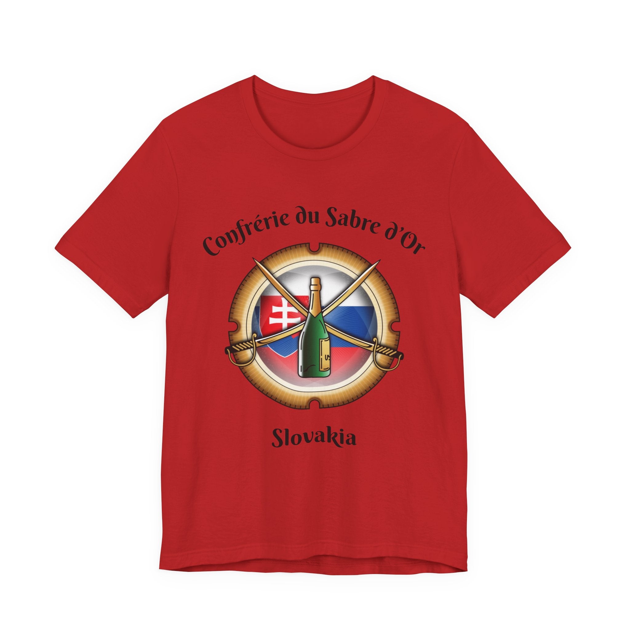 Slovakia Heritage, Sabering Society Slovak Crest T-Shirt, Champagne and Sabrage Heritage Design