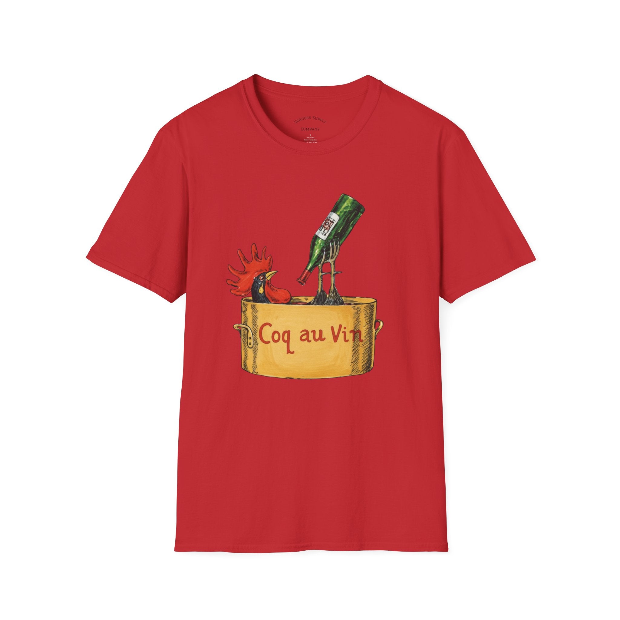 Wine Coq au Vin T-Shirt | Rooster, Wine Bottle, French cooking design