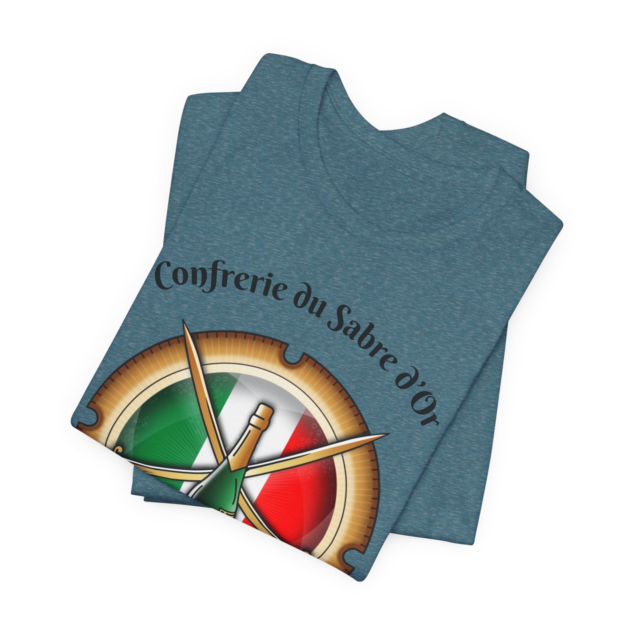 Italian Heritage T-Shirt, Confrérie du Sabre dOr France T-Shirt ,Champagne Sabering Society Emblem Tee