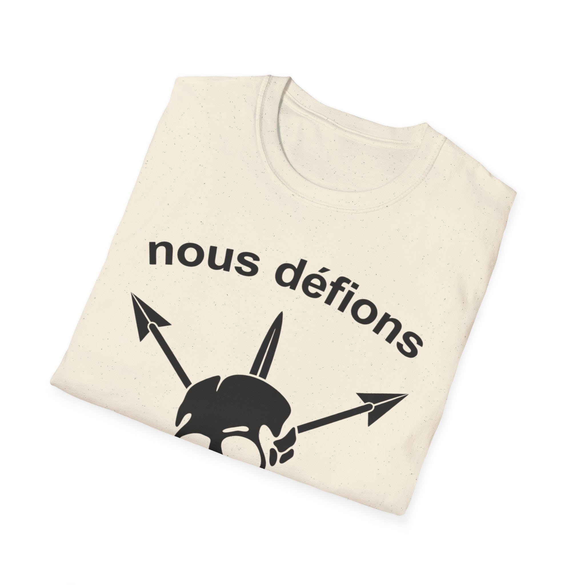 WW2 French Resistance Inspired T-Shirt Nous défions with skull and crossed bones