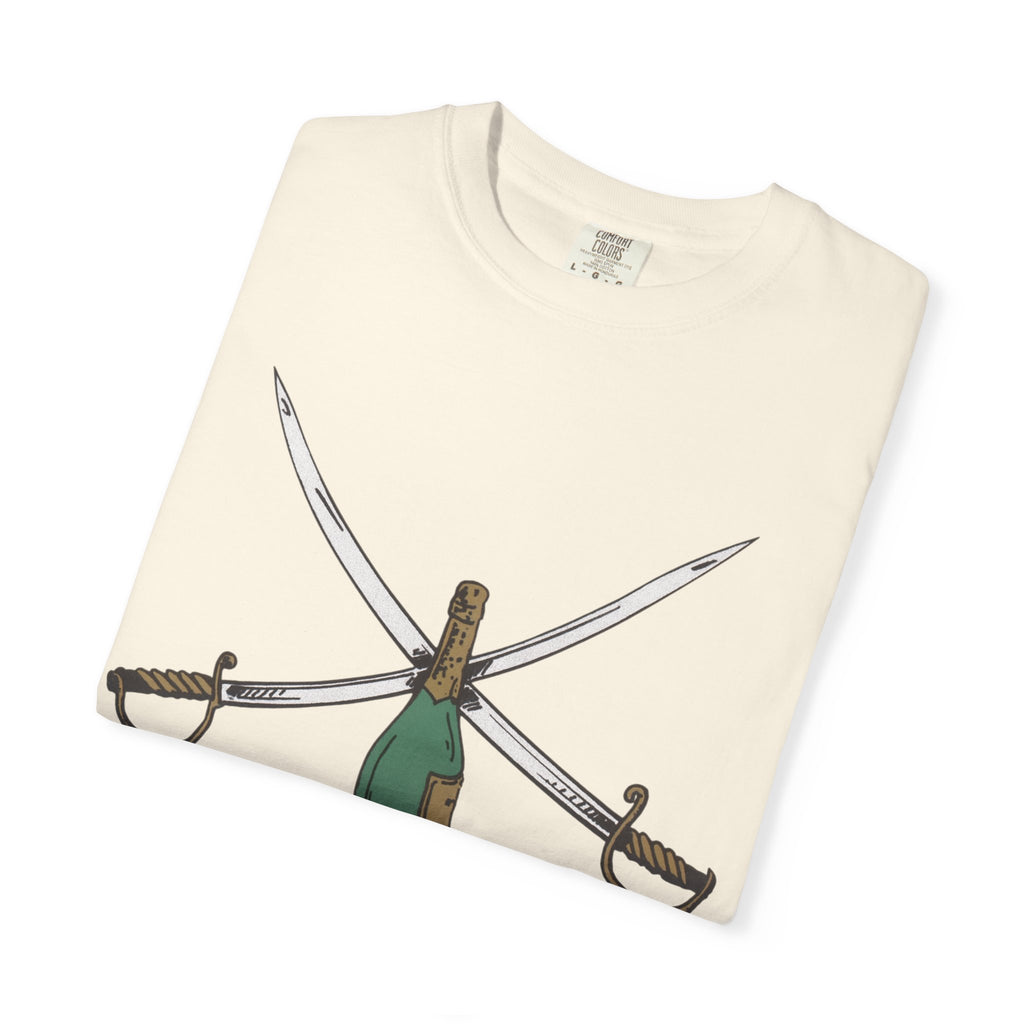 Champagne Sabering T-Shirt, Crossed Sabers & Bottle Graphic Tee
