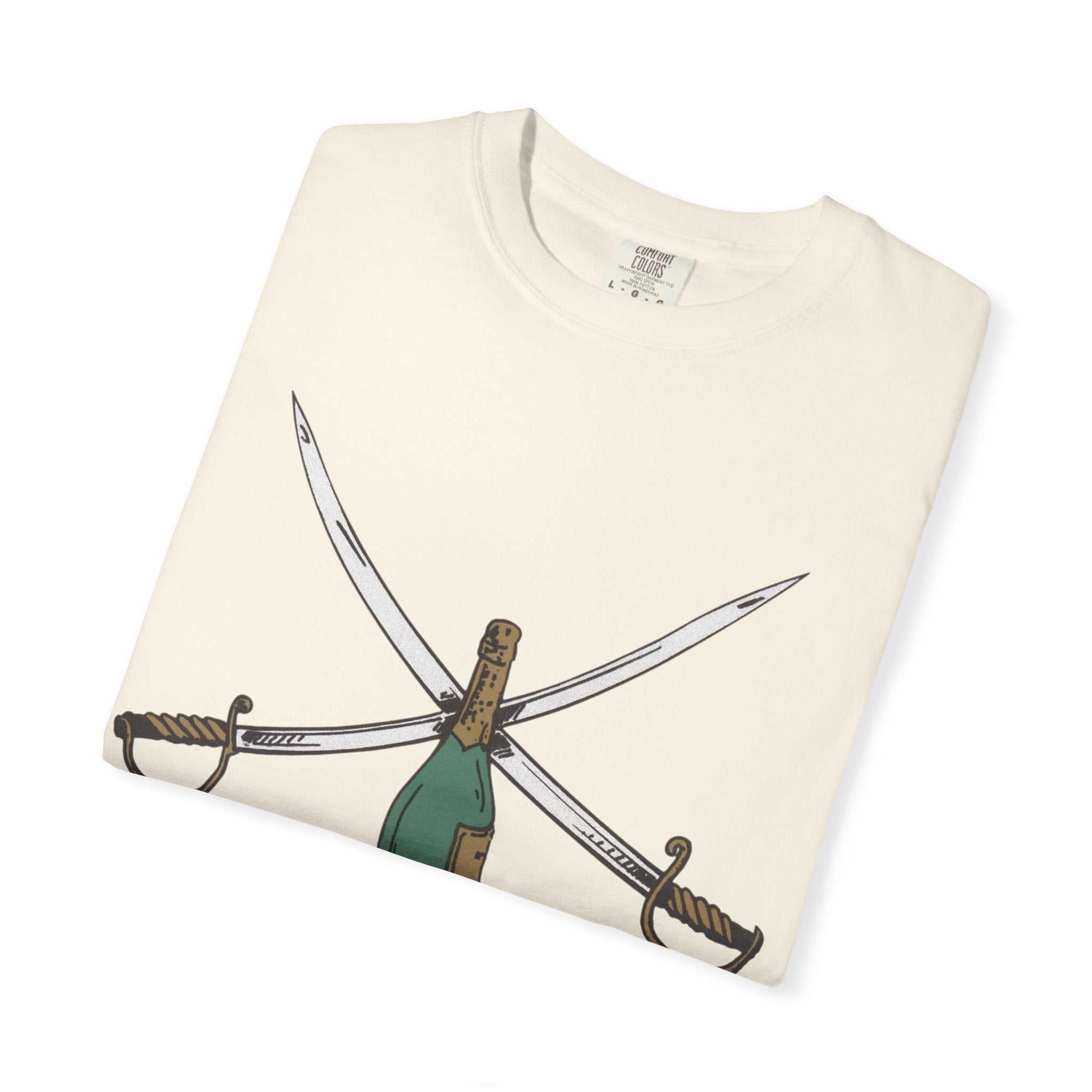 Champagne Sabering T-Shirt, Crossed Sabers & Bottle Graphic Tee