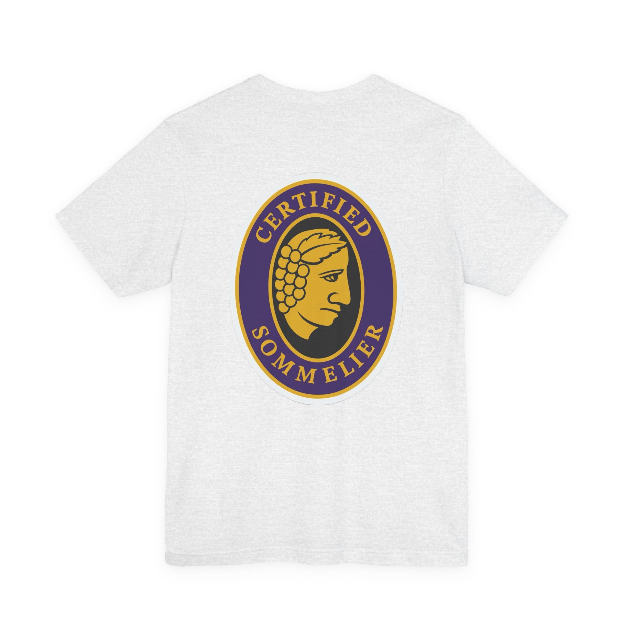 Certified Sommelier T-shirt, featuring the official emblem in striking purple, gold, and black