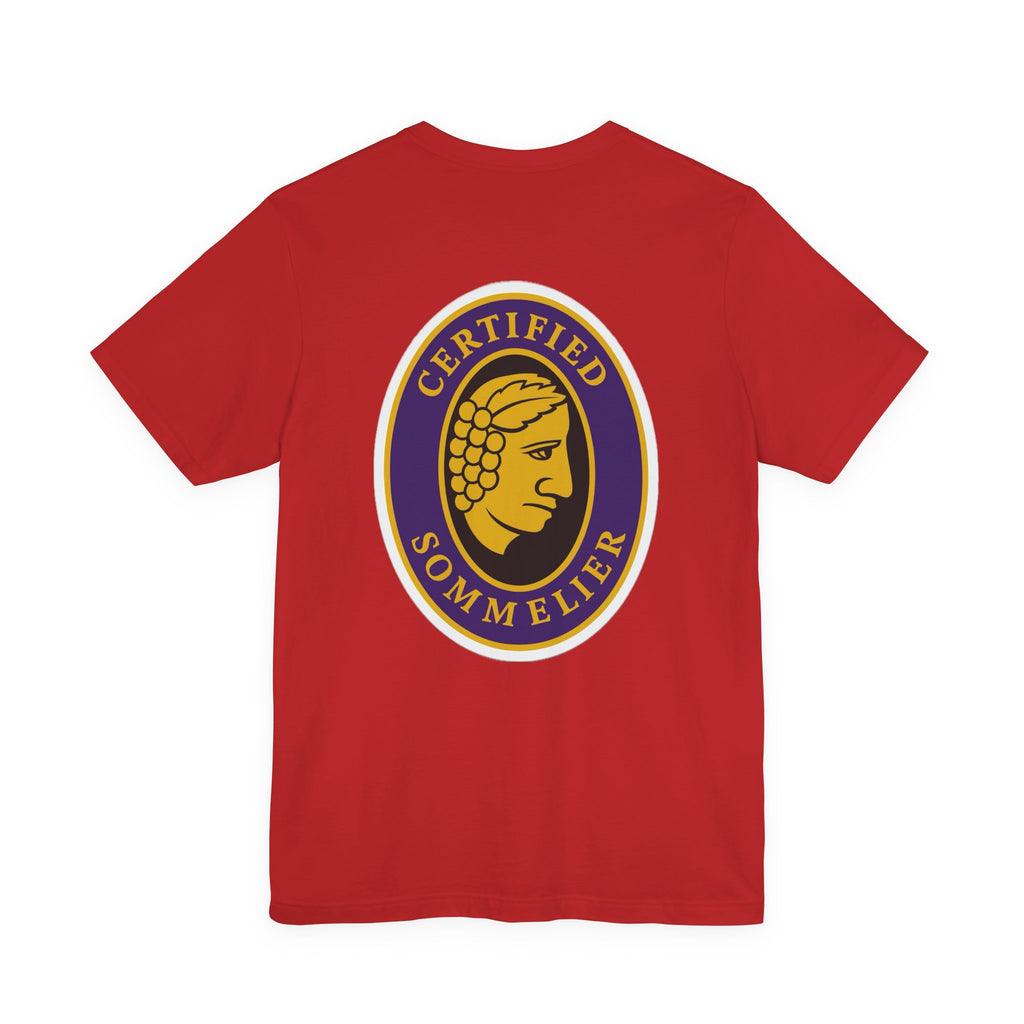 Certified Sommelier T-shirt, featuring the official emblem in striking purple, gold, and black