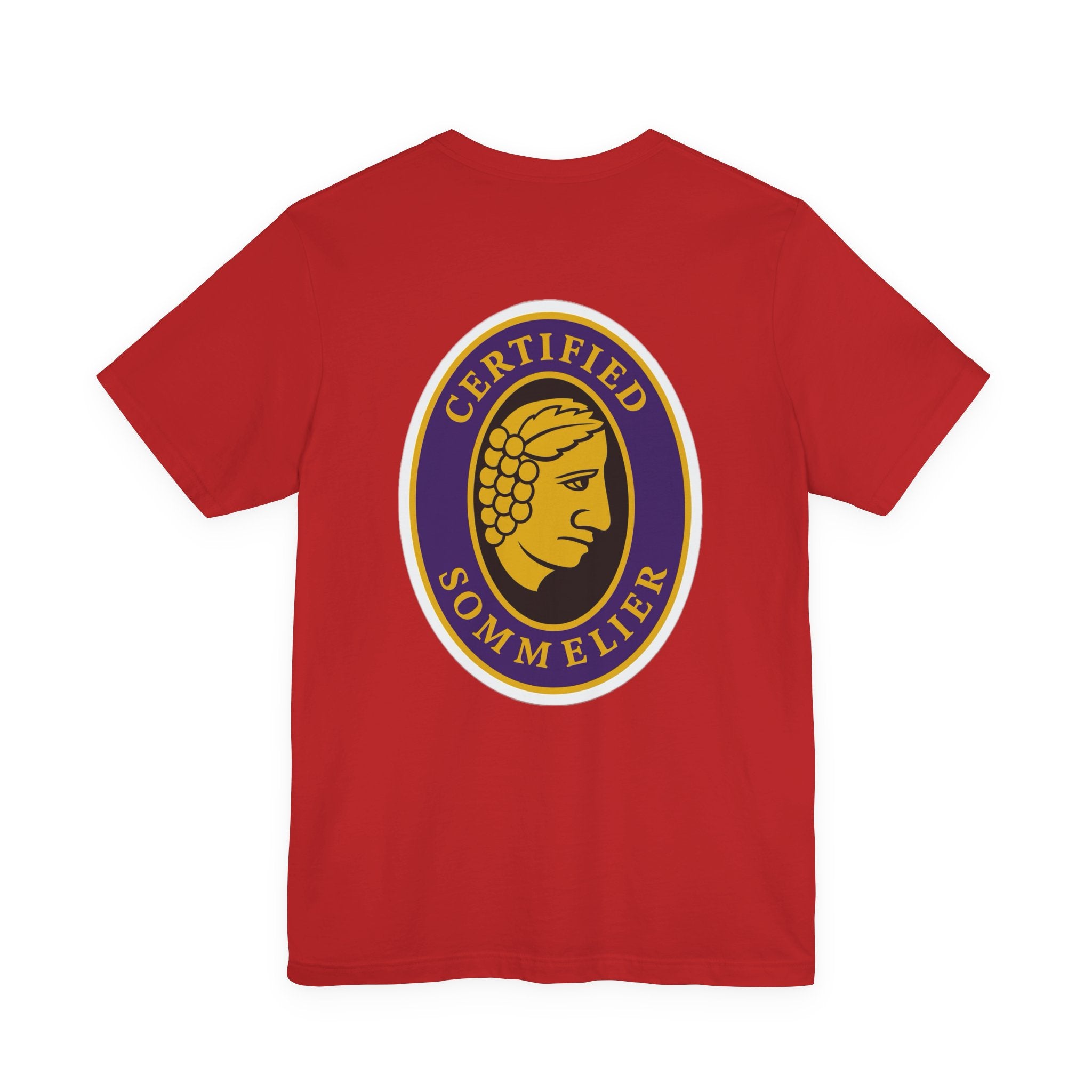 Certified Sommelier T-shirt, featuring the official emblem in striking purple, gold, and black