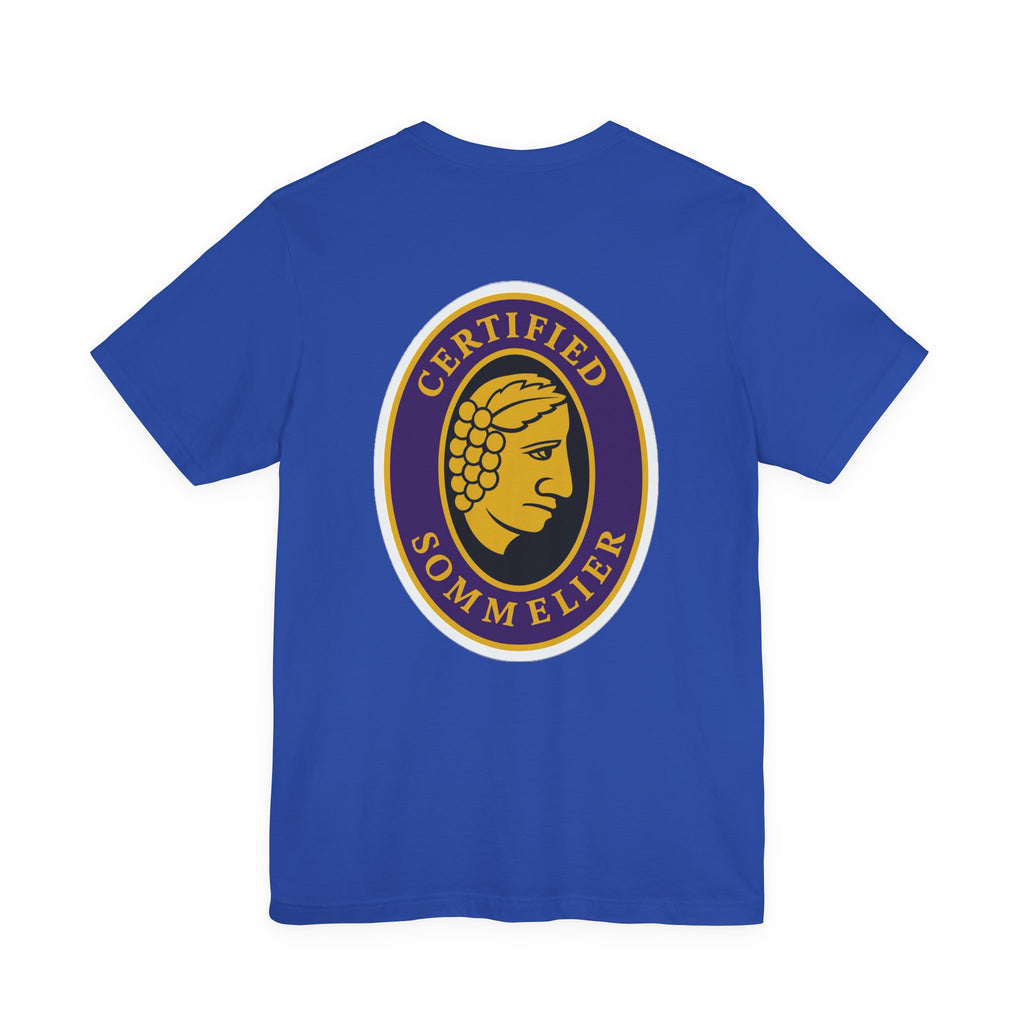 Certified Sommelier T-shirt, featuring the official emblem in striking purple, gold, and black