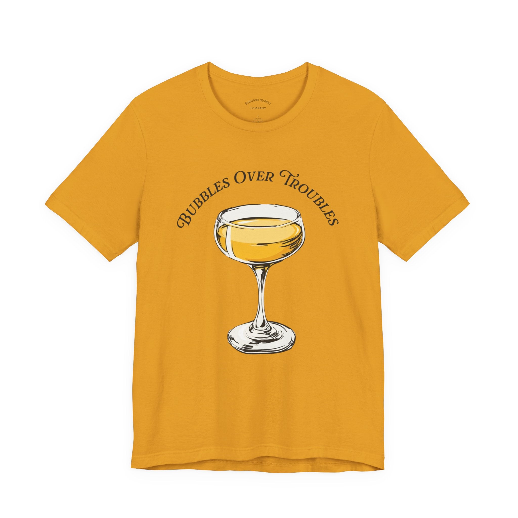 Bubbles Over Troubles Champagne Glass Tee | Cocktail Shirt