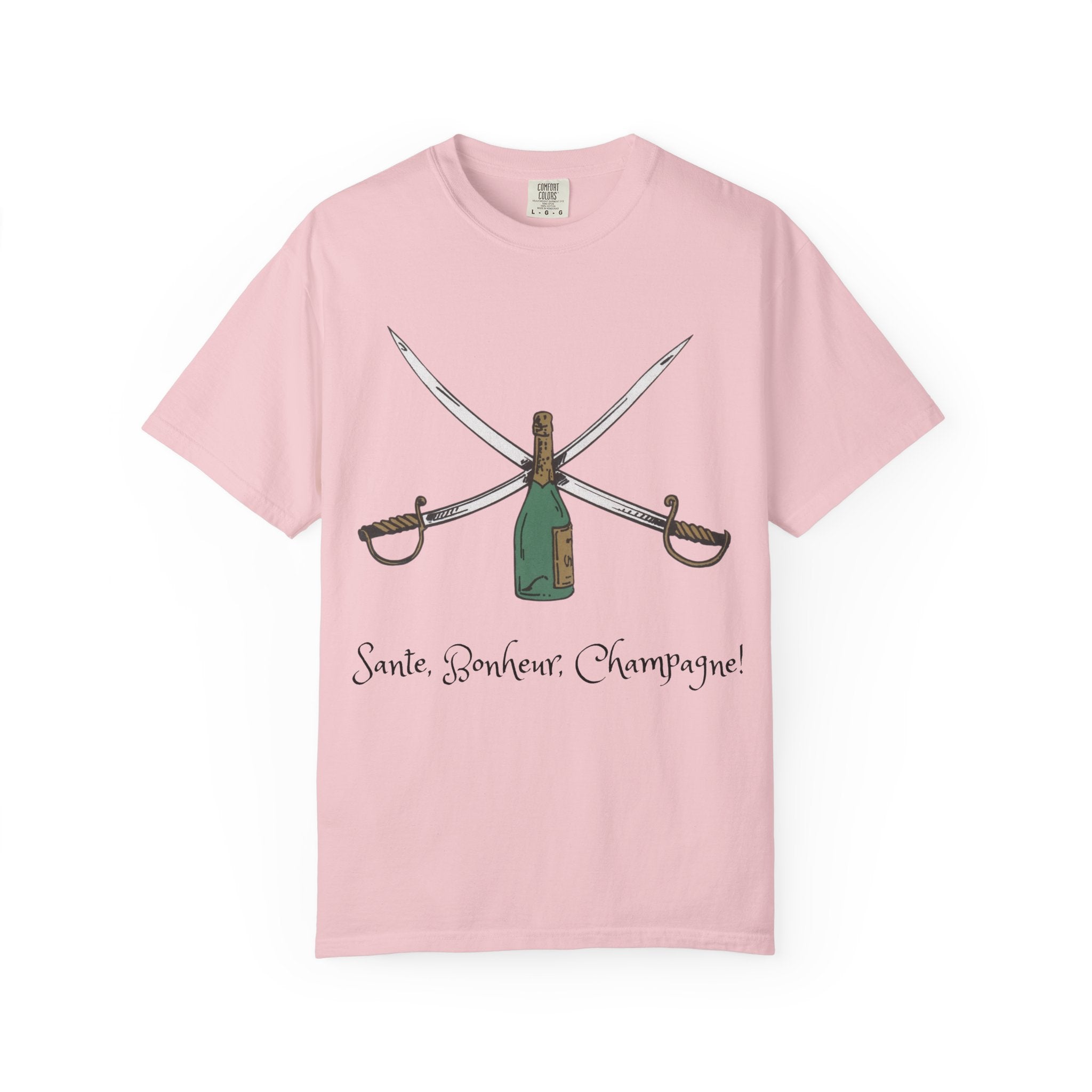 Champagne Sabering T-Shirt, Crossed Sabers & Bottle Graphic Tee